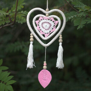 Medium Pink Heart in Heart Dream Catcher