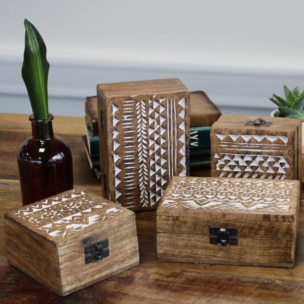 White Washed Wooden Boxes
