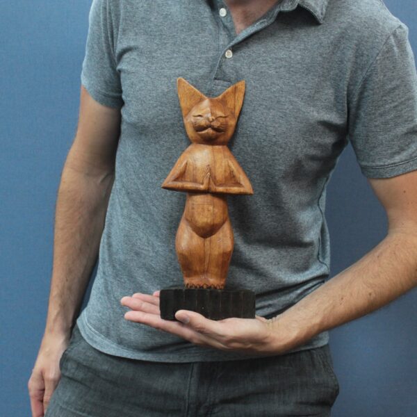 Hand Carved Yoga Cats - Image 3