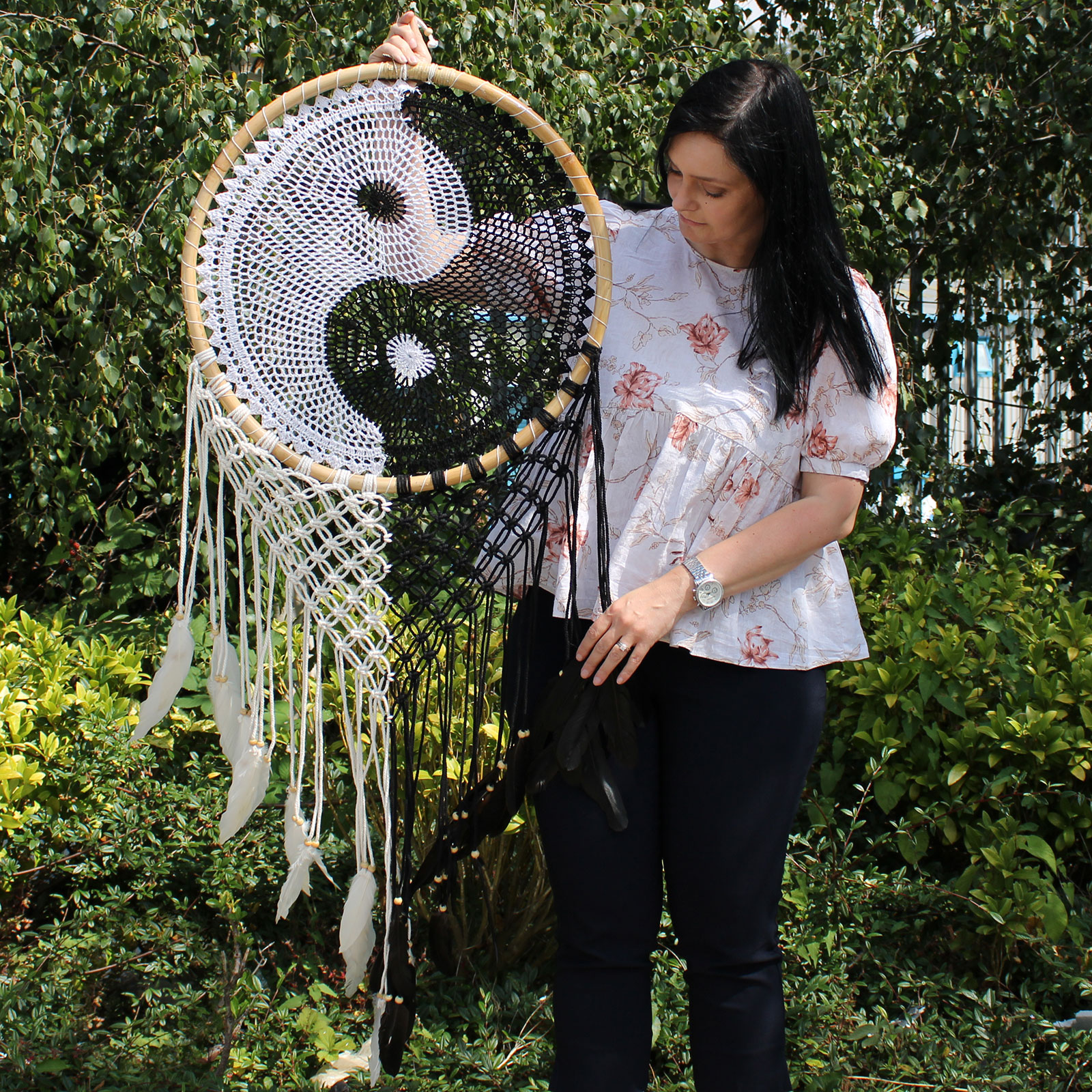 Extra Large Ying Yang Bali Dream Catcher - Image 4