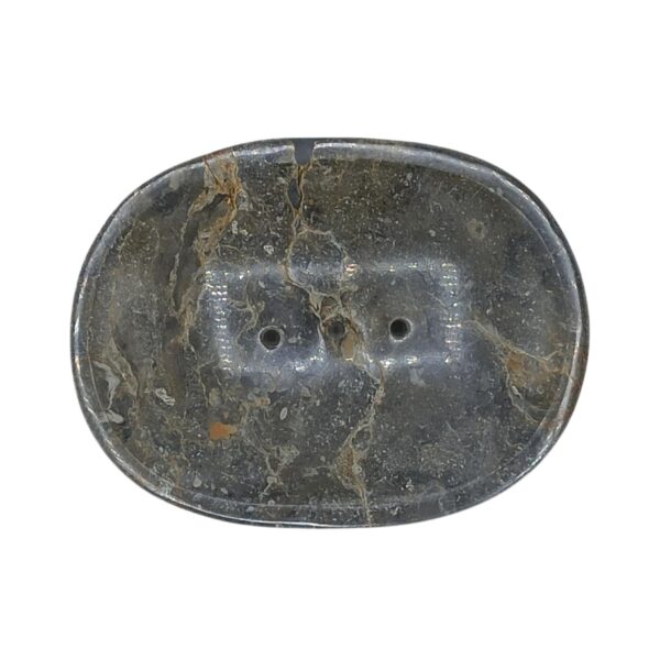 Classic Oval Grey Marble Soap Dish - Image 2