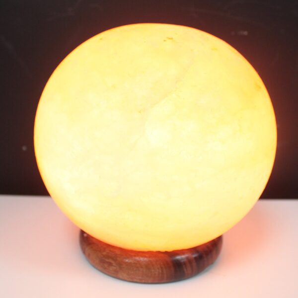 Ball Salt Lamp With Wooden Base - Image 3