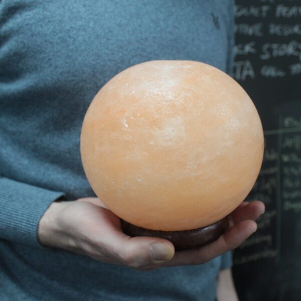 Ball Salt Lamp With Wooden Base - Image 4