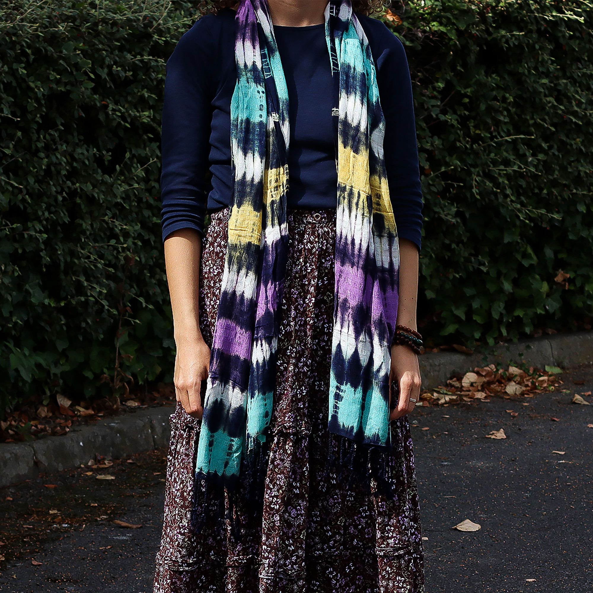 Boho Java Art Stole/Scarf - Multi Stripes - 62x200cm - Image 5