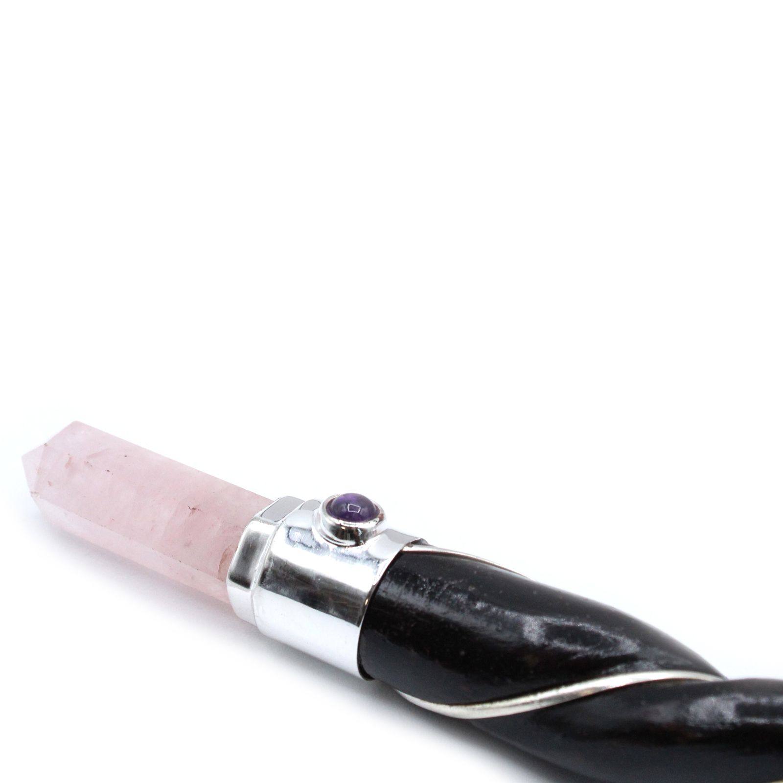 Twisted Healing Wand - Silver Rose Quartz Sphere - Image 2