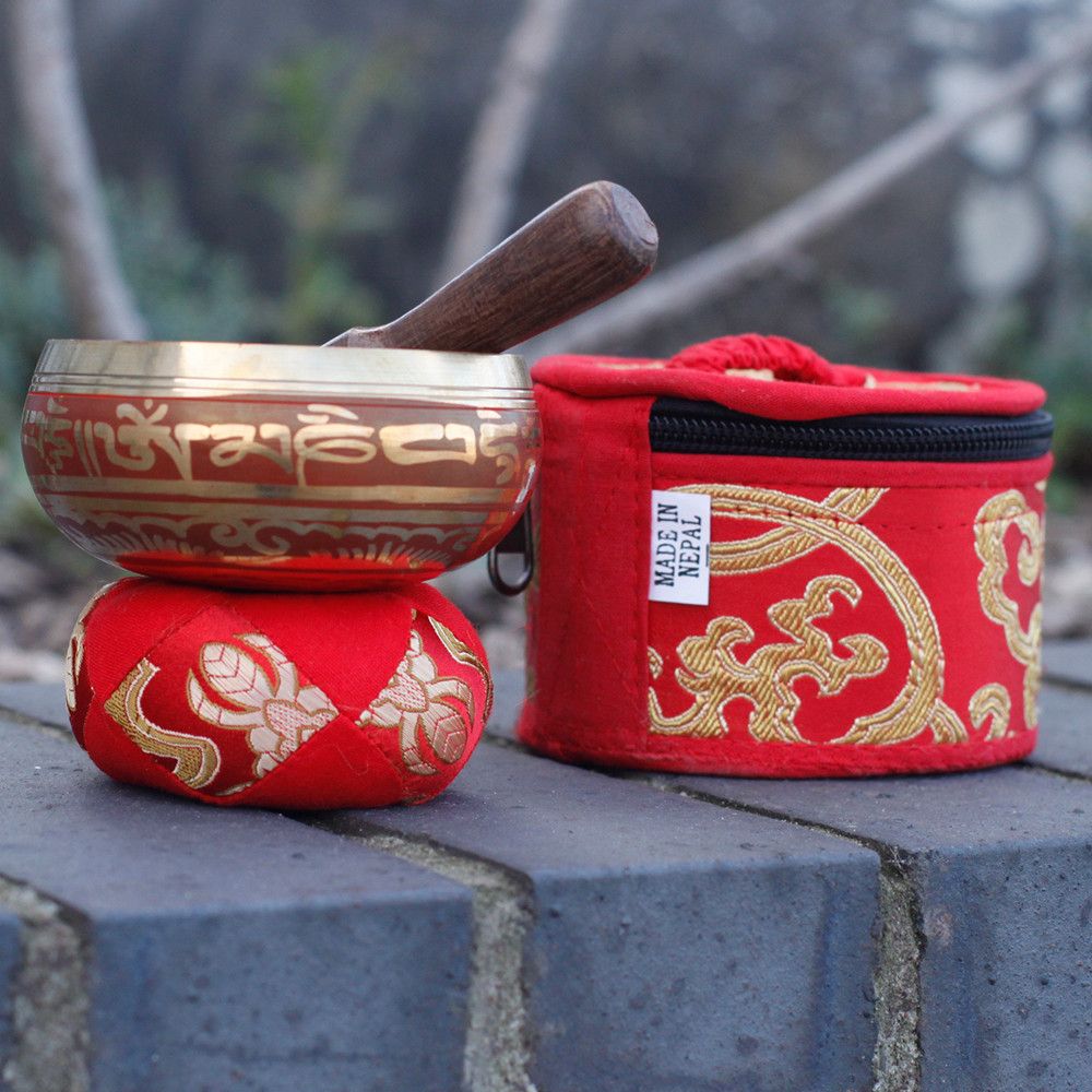 Mini Singing Bowl Gift Set - Red - Image 6