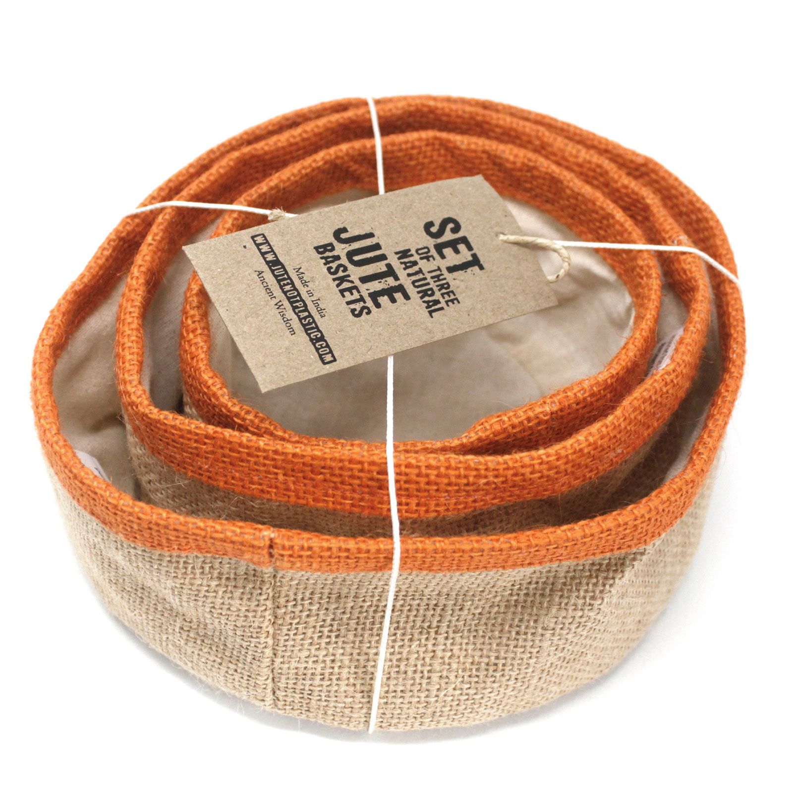 Set of 3 Natural Jute Baskets - Turmeric - Image 2