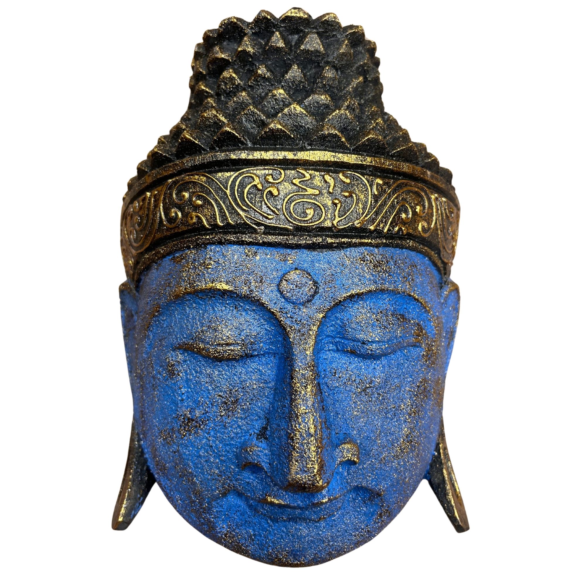 Home Decoration Buddha Head - 25cm - Blue Shine Finish - Image 2