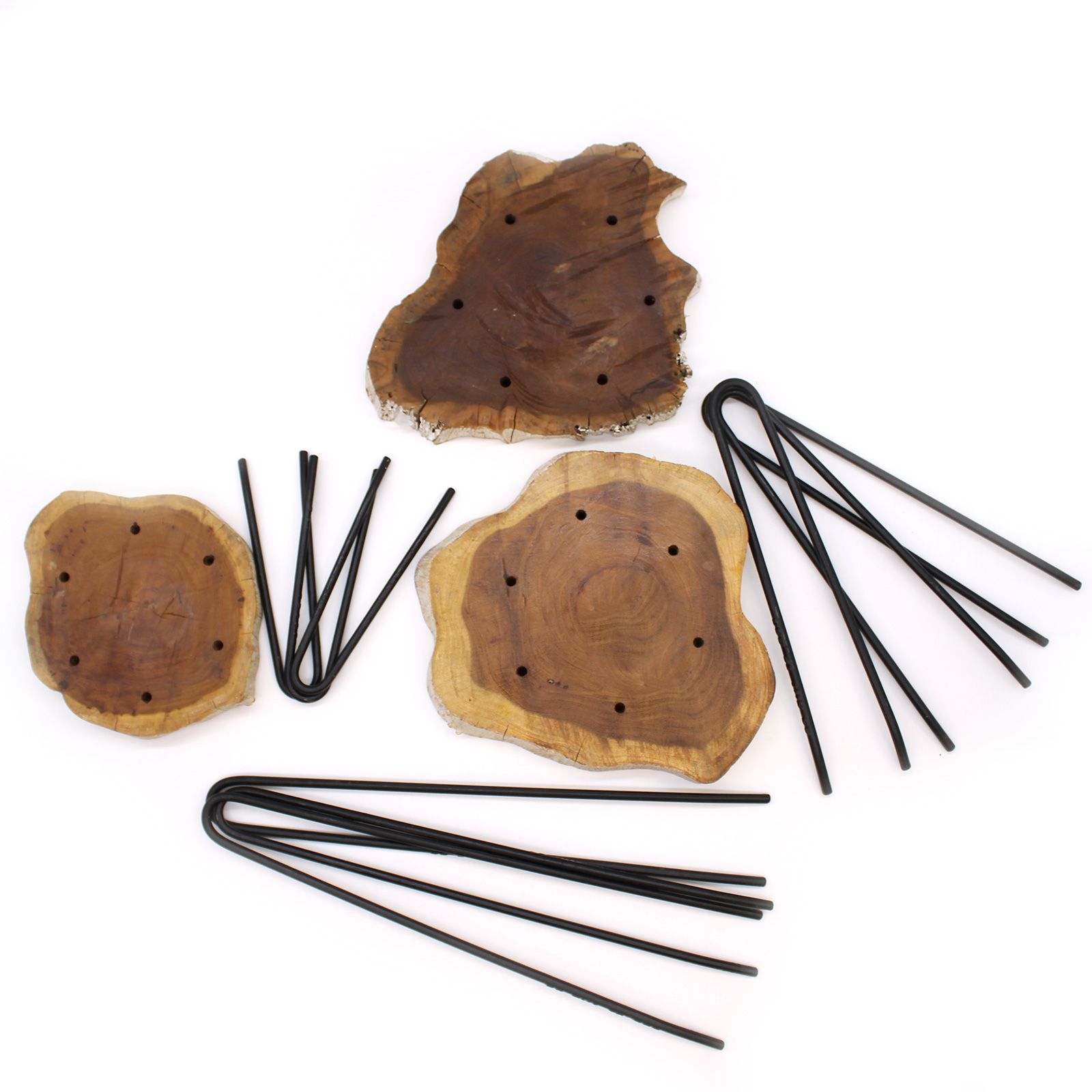 Set of 3 Gamal Wood Plant Stands - Greenwash - Image 7