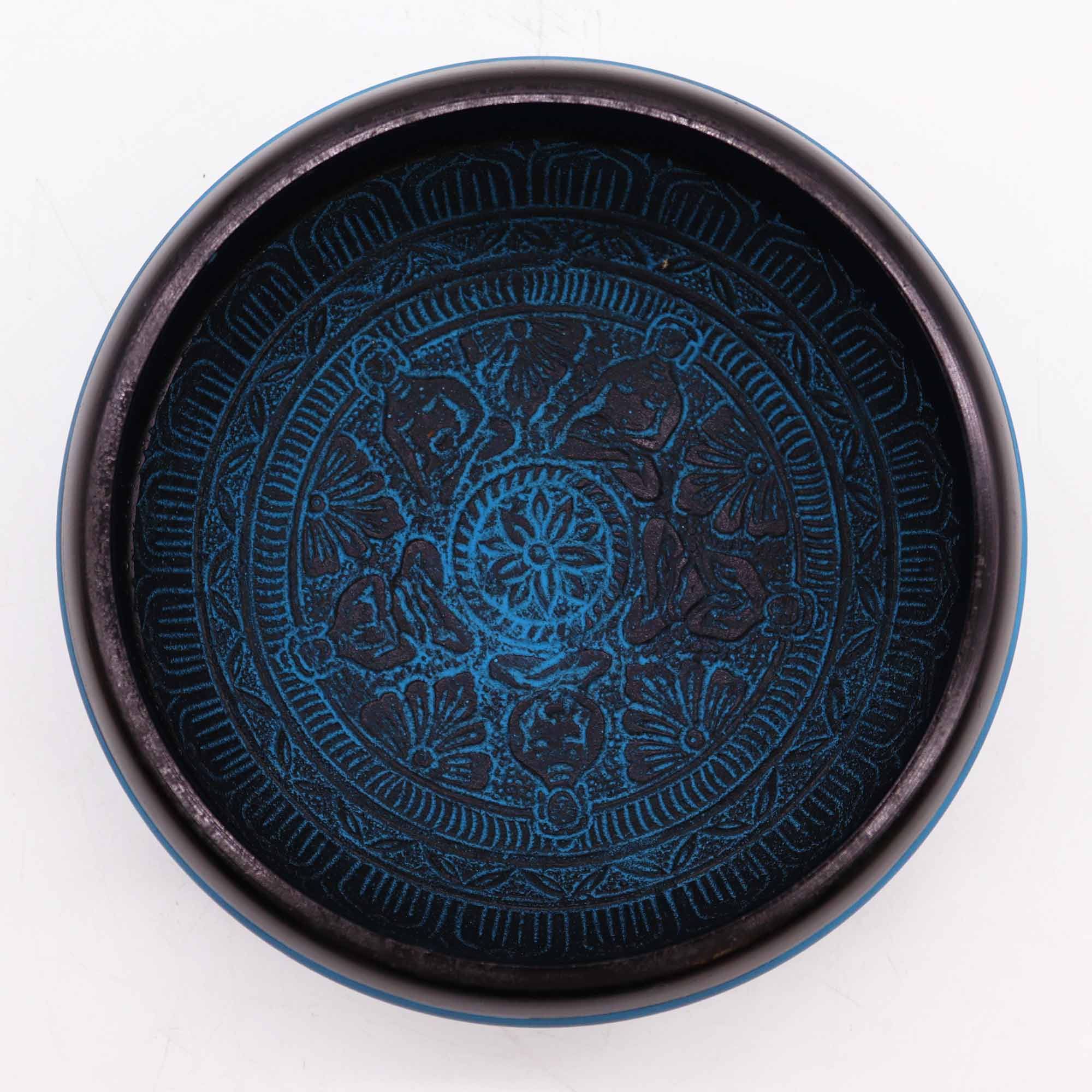 Earth Powder Singing Bowl - Blue Mantra Five Buddha - 16cm - Image 3