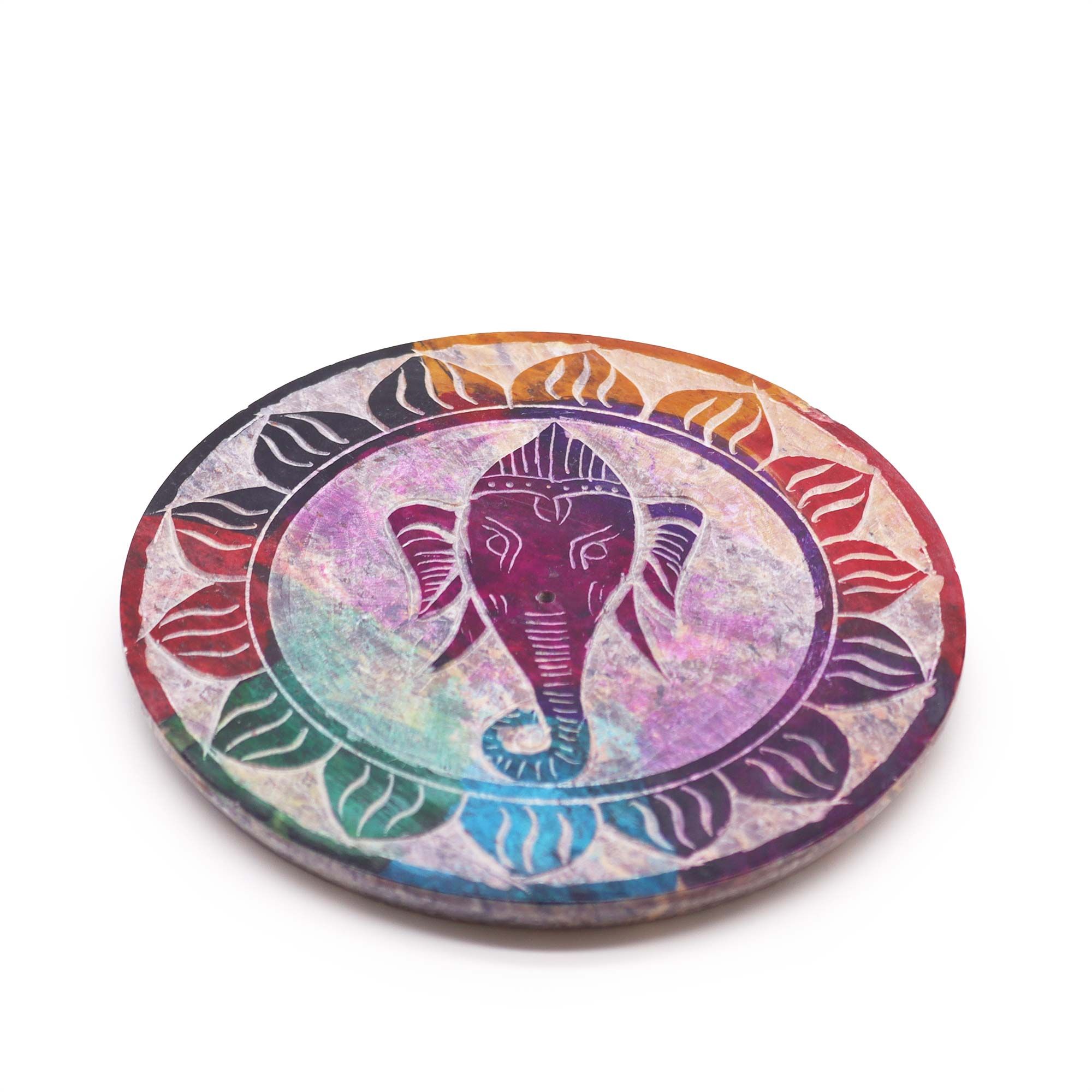 Soapstone Disc Incense Holder - Ganesha - Image 2