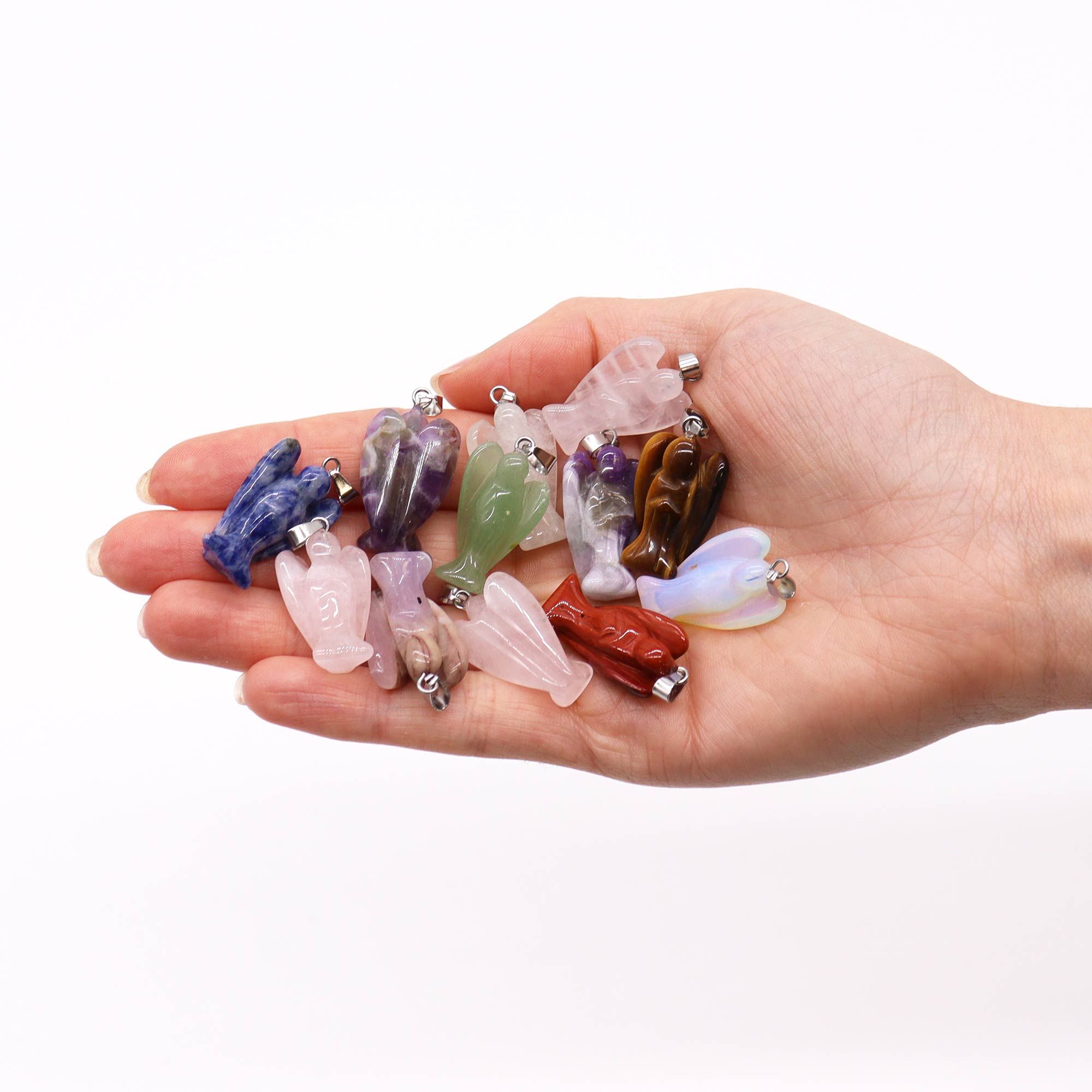 Gemstone Mini Angels Pendants (12 assorted) 26x18mm - Image 2
