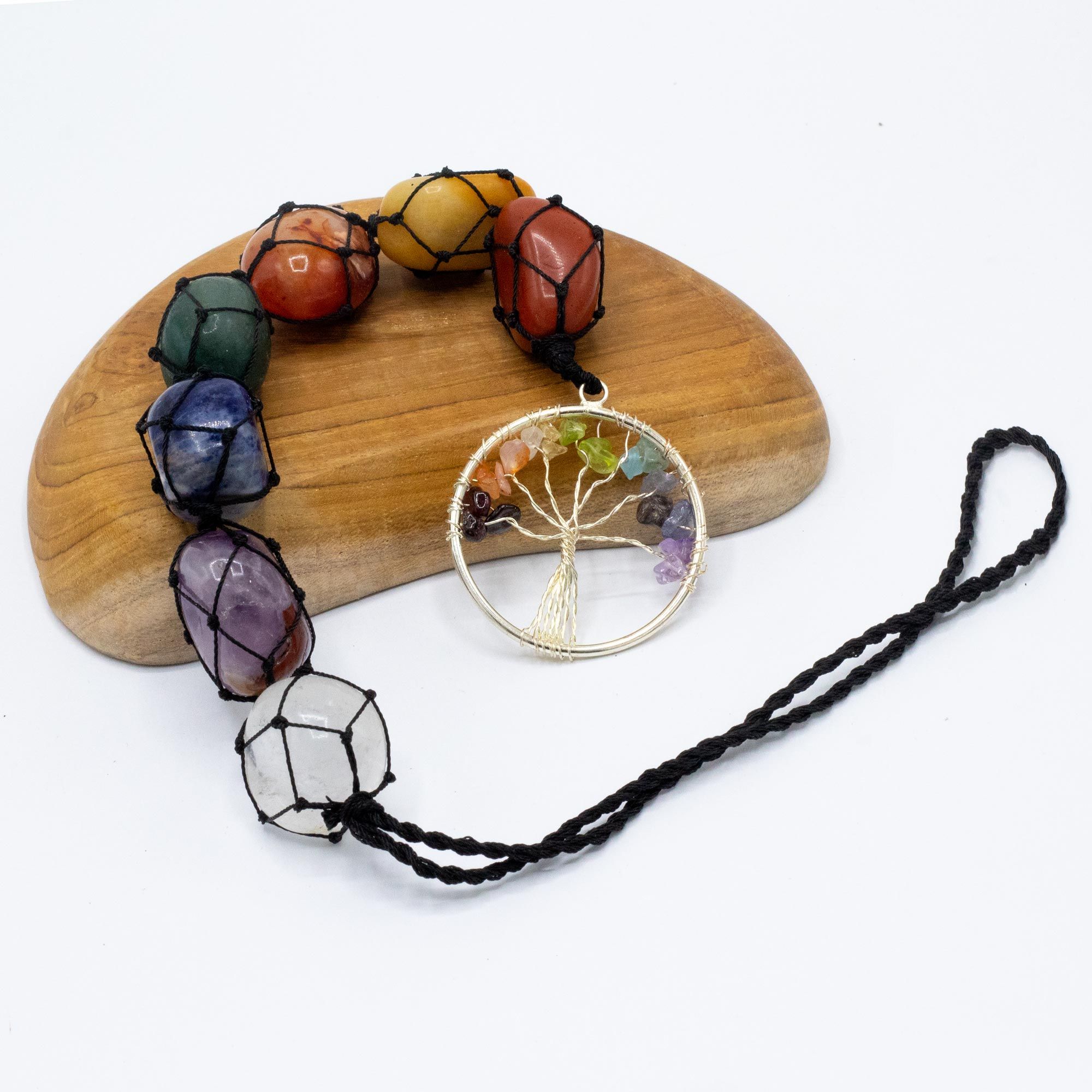 Hanging Chakra Stone Pendant - Tree of Life - Image 2