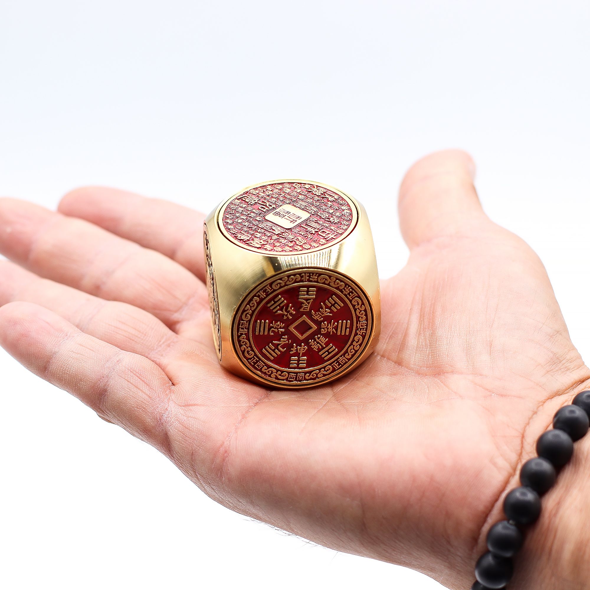 Feng Shui Fortune - Red & Brass Prosperity Cube - Flat - Image 3