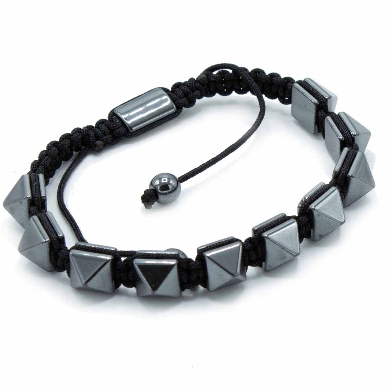 Magnetic Hematite Shamballa Bracelet - Spiky Pyramids - Image 2