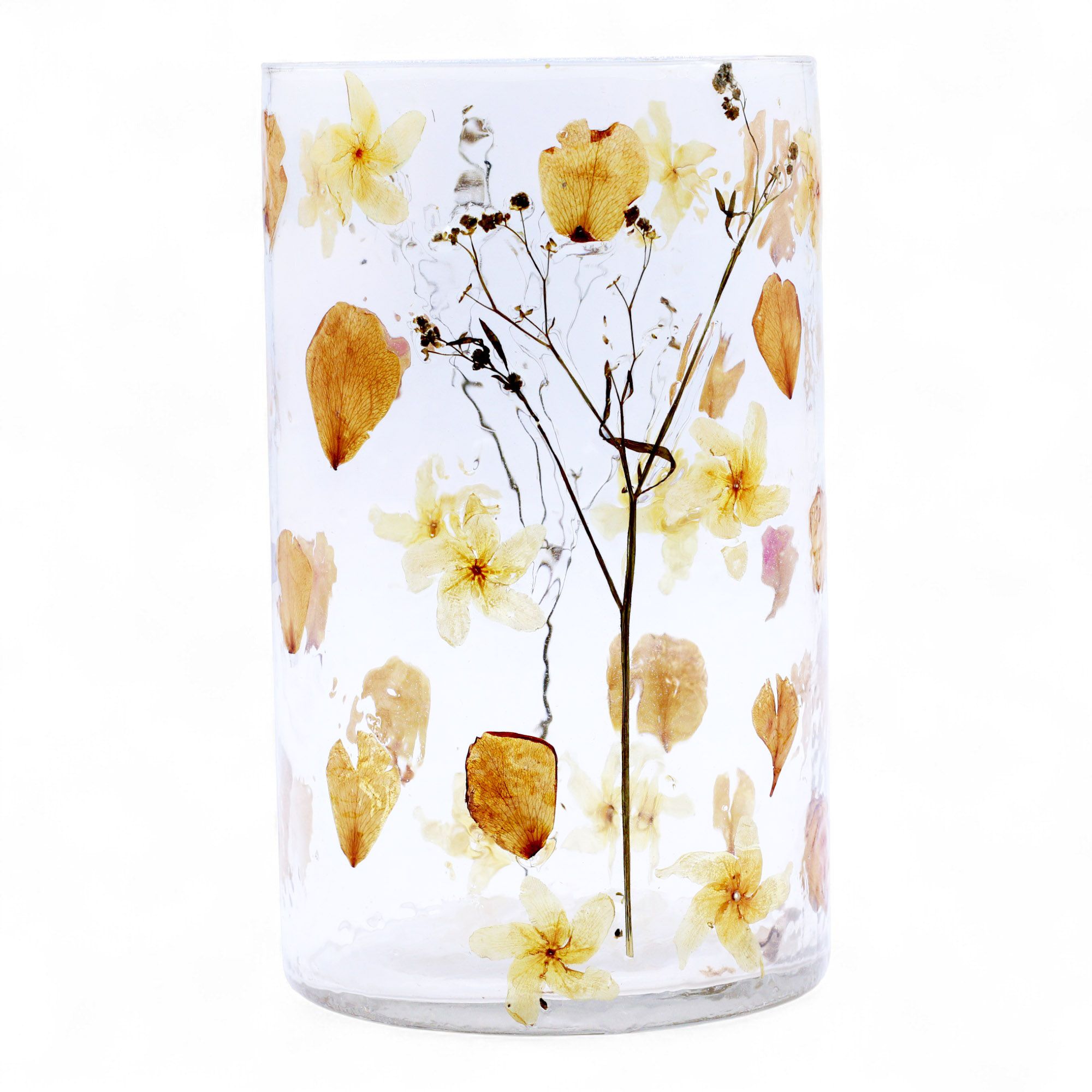 Natural Floral Glass - Tall Vase Candle Holder - Rose - (19x11cm) - Image 2