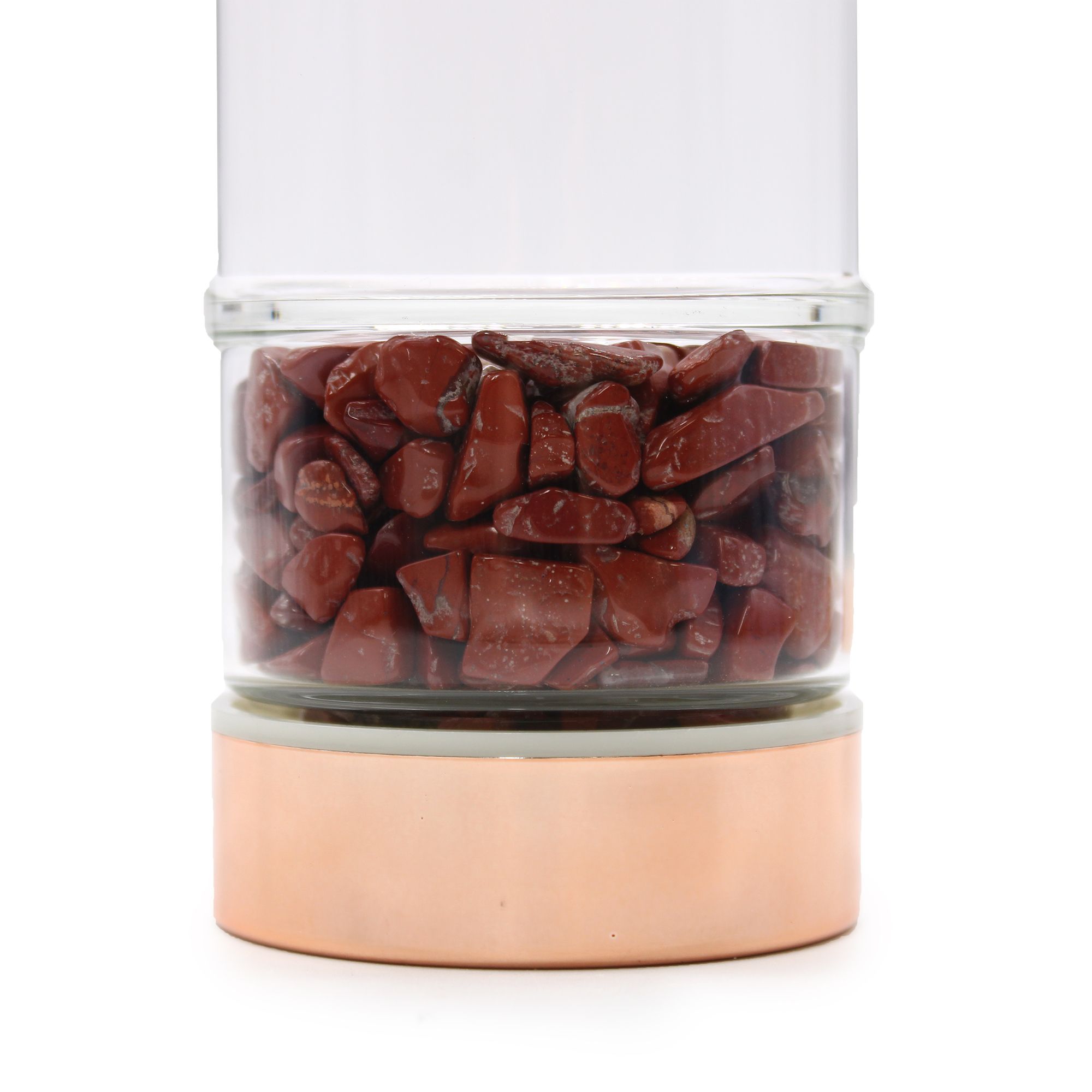 Crystal Glass Tea Infuser Bottle - Rose Gold - Red Jasper - Image 2
