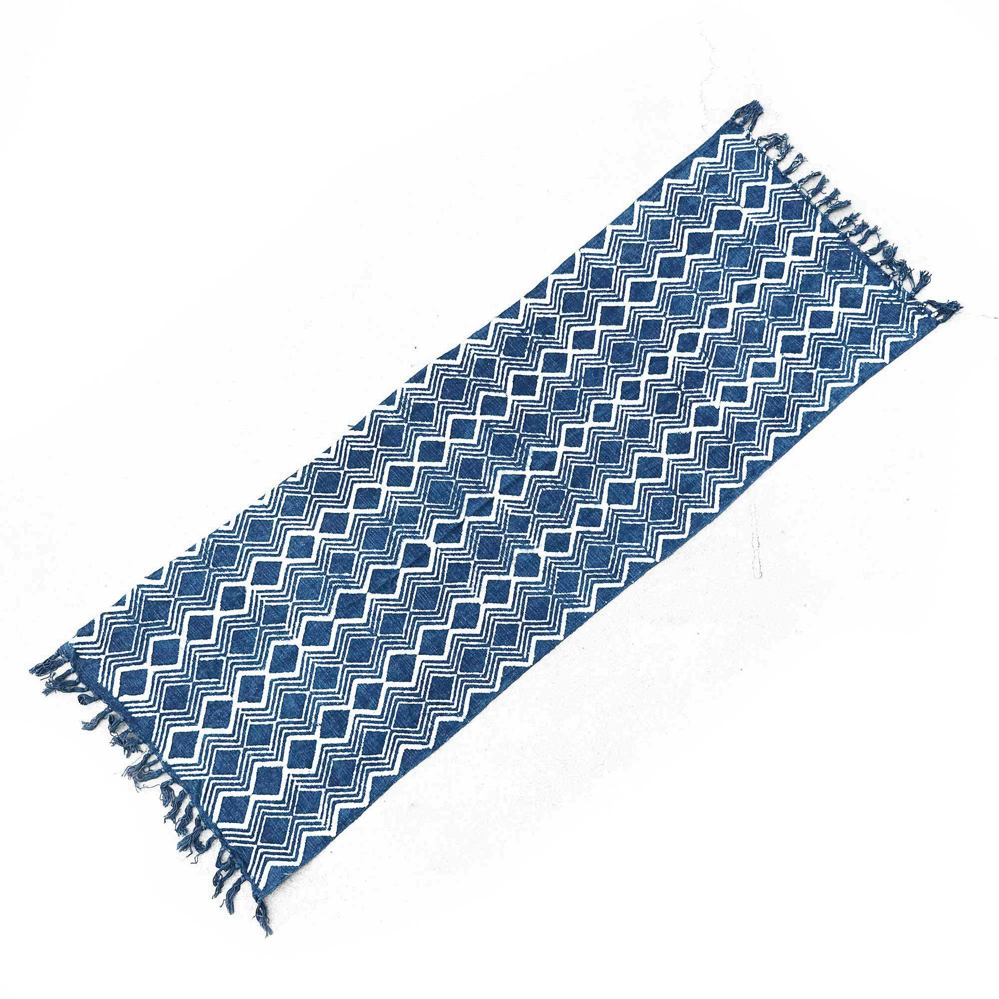 Handmade Indigo Runner - 170x60cm - Heerak Patern - Image 3