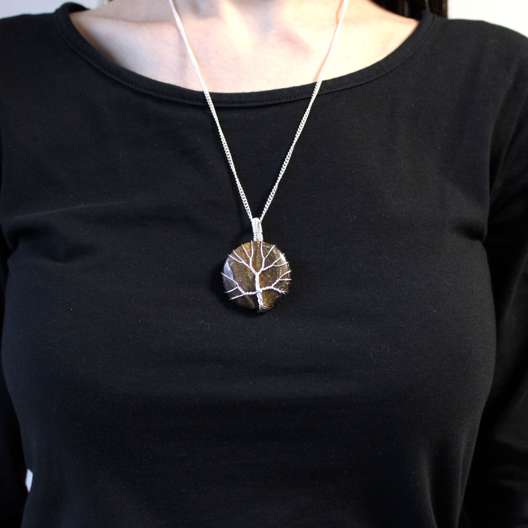 Tree of Life Gemstone Necklace - Tiger Eye - Image 2