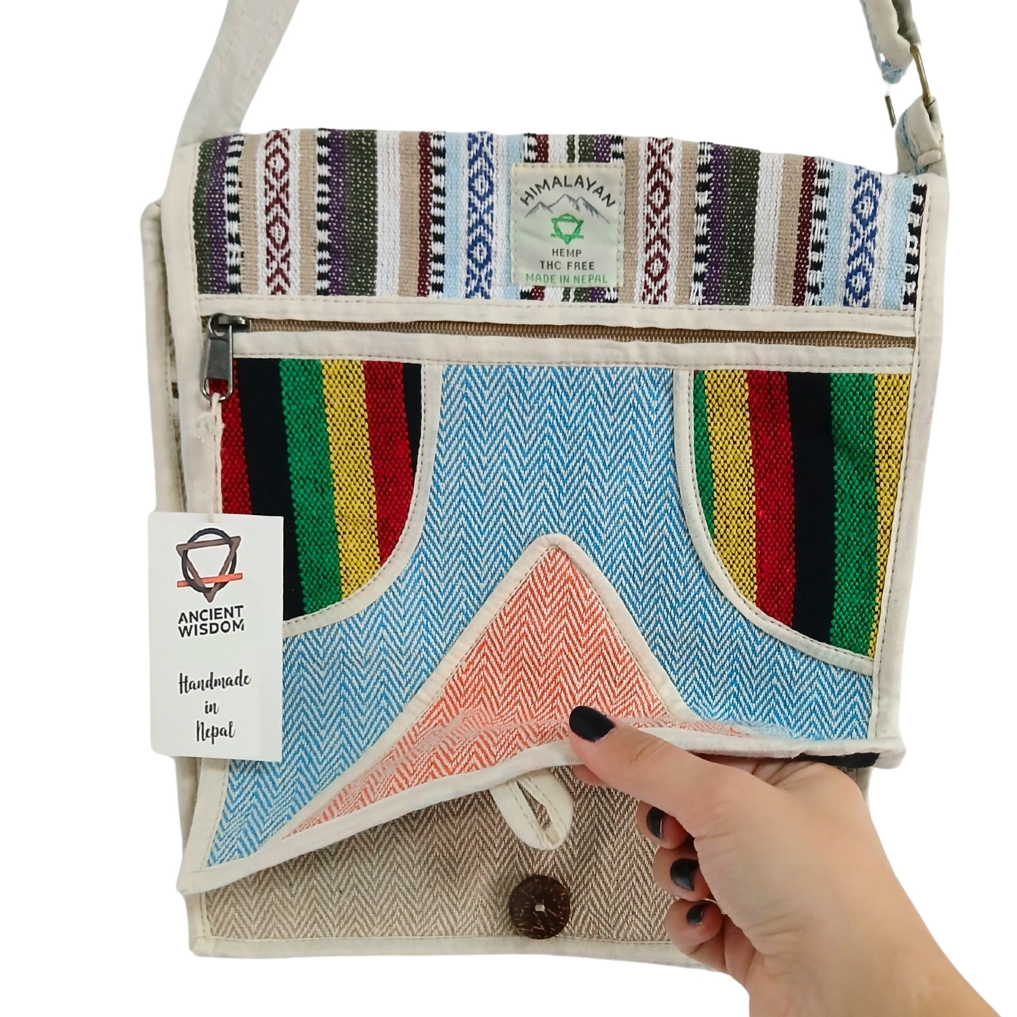 Hemp Laptop Messenger Bag - Triangle - Image 2