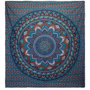 Double Cotton Bedspread + Wall Hanging - Classic Mandala - Turquoise
