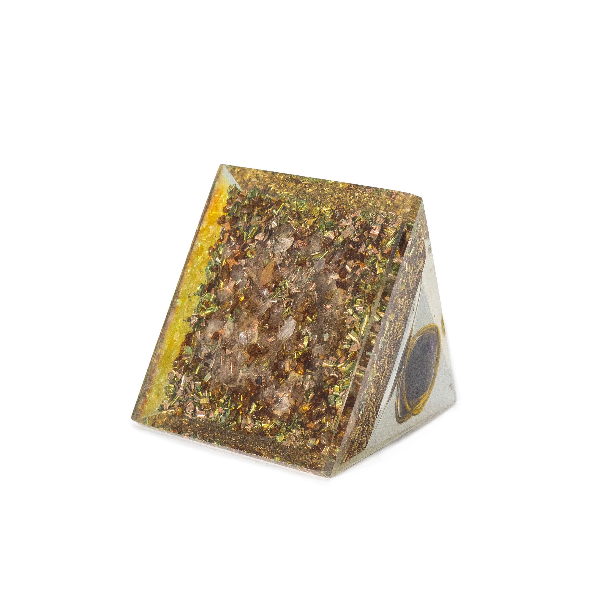 Med Organite Pryamids 7x6cm - Wrapped Amythist - Copper Chips - Image 4