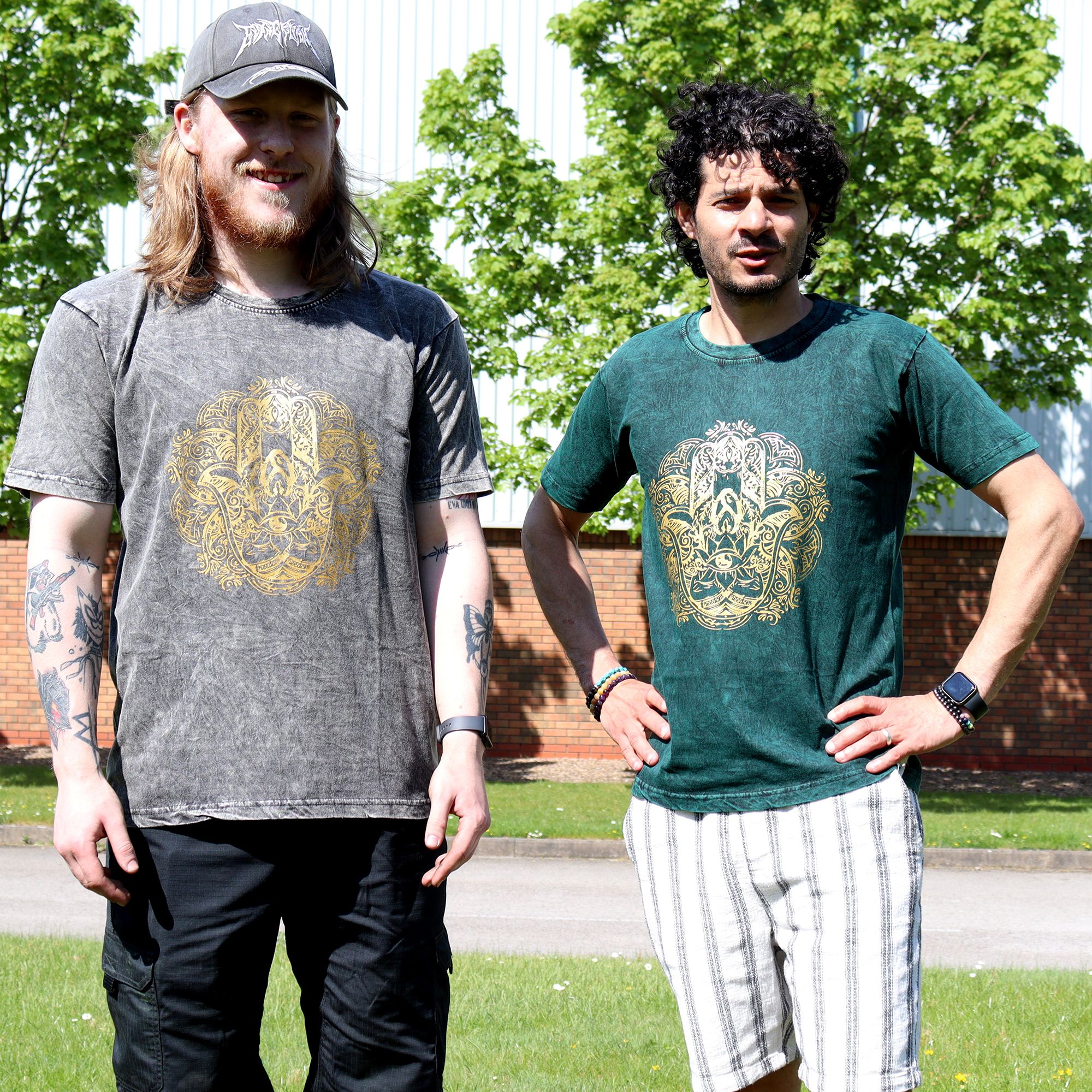 XLarge Stone Washed T-Shirt - Hamsa - Dark Grey - Image 3