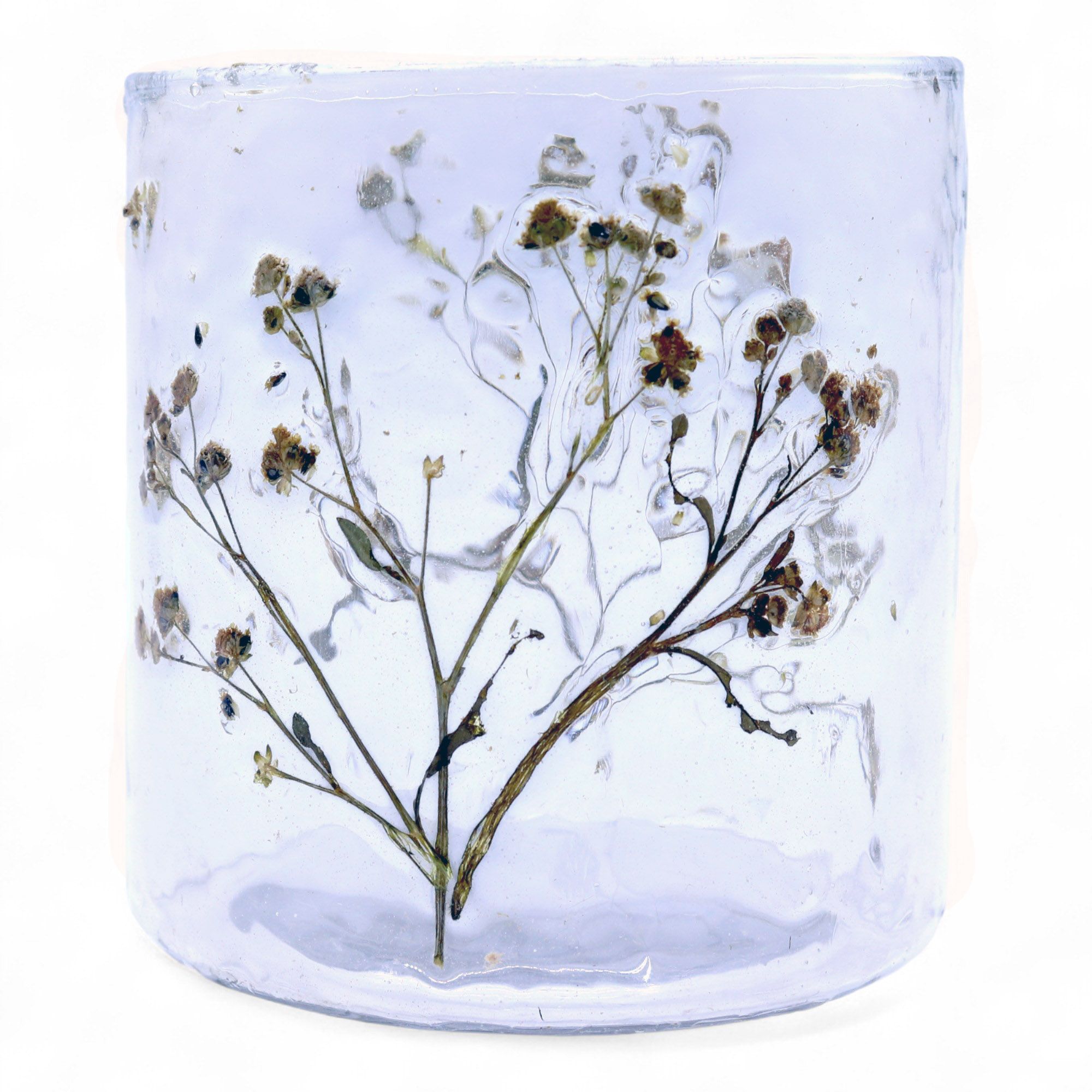 Natural Floral Glass - Straight Candle Holder - Margarita - (8x8cm) - Image 3