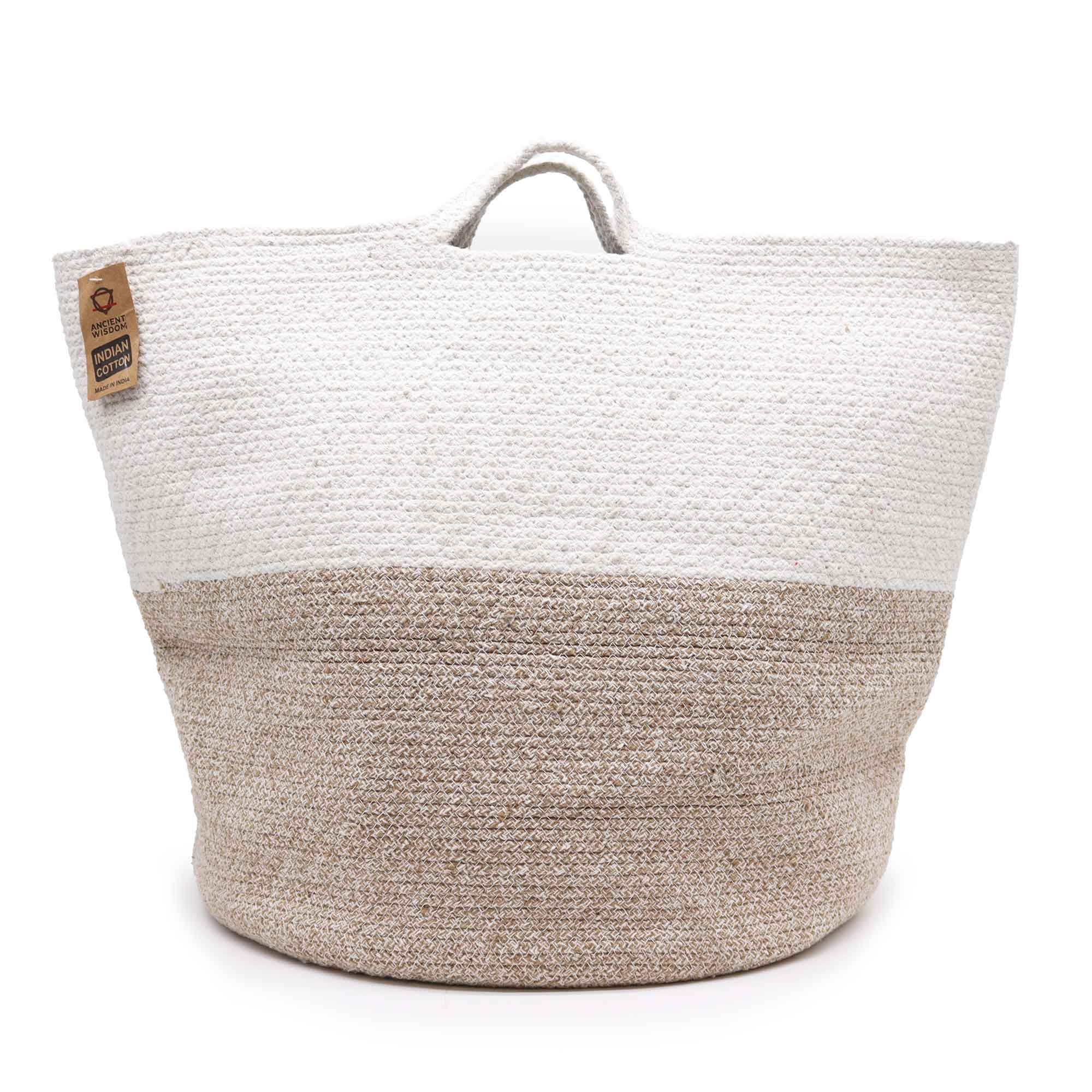 Cotton Rope Laundry / Storage Big Basket 45x40cm - Beige - Image 2