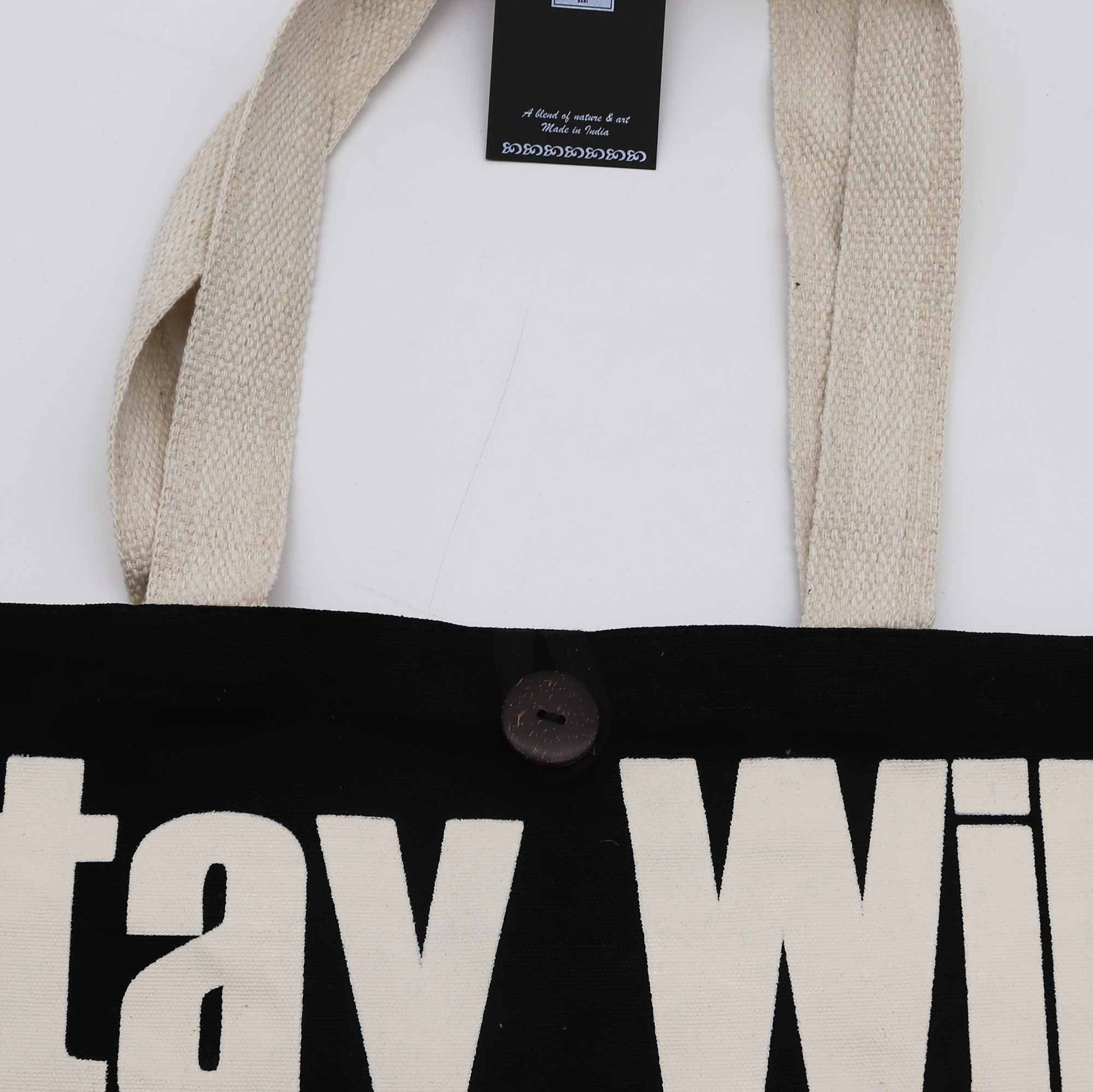Iconic Classic Tote Bag - Stay Wild, Mood Child - Black Natural 10oz - Image 3