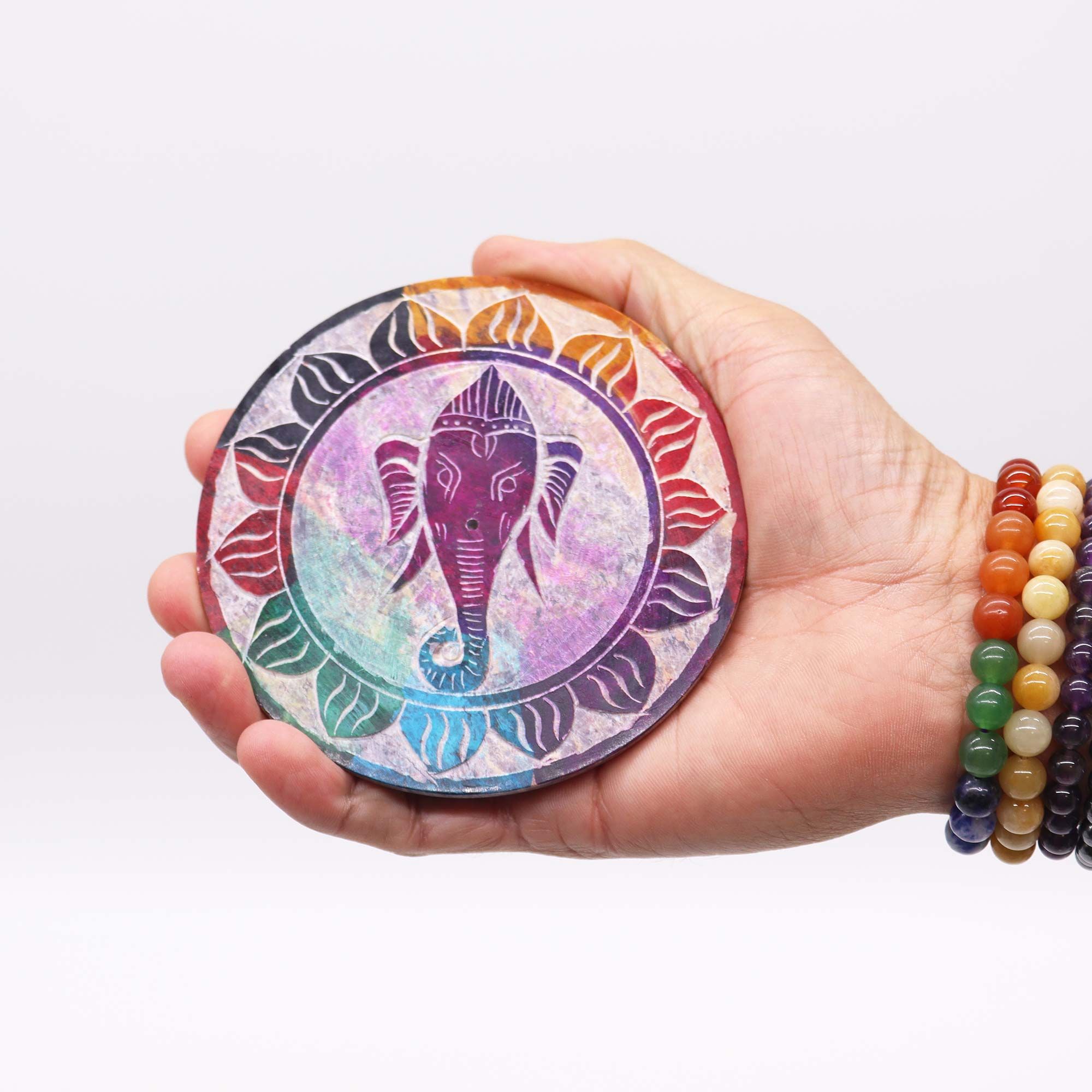 Soapstone Disc Incense Holder - Ganesha - Image 3