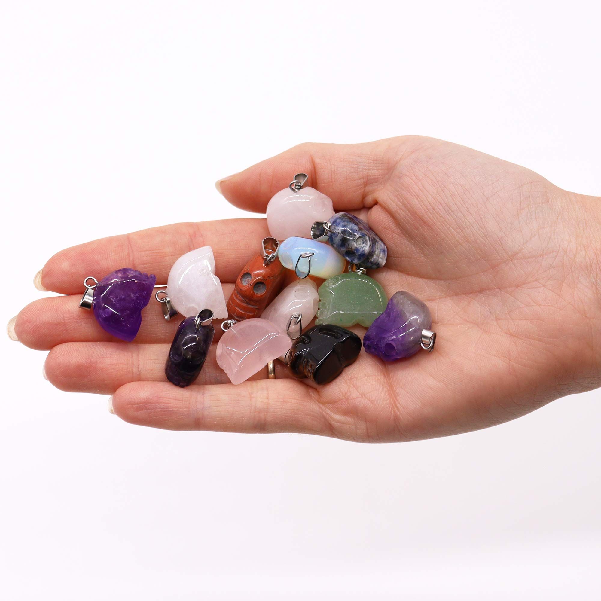 Gemstone Mini Skulls Pendants (12 assorted) 20x15mm - Image 2