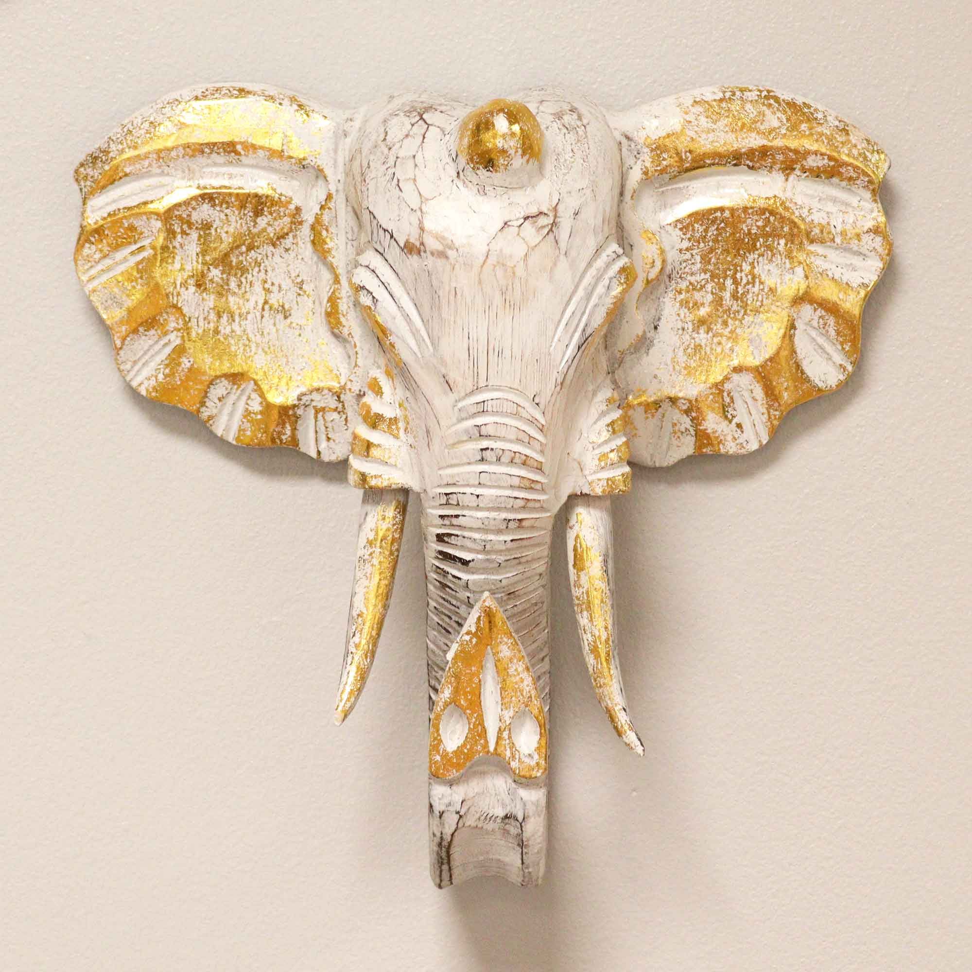 Large Elephant Head - Gold & Whitewash - Image 2