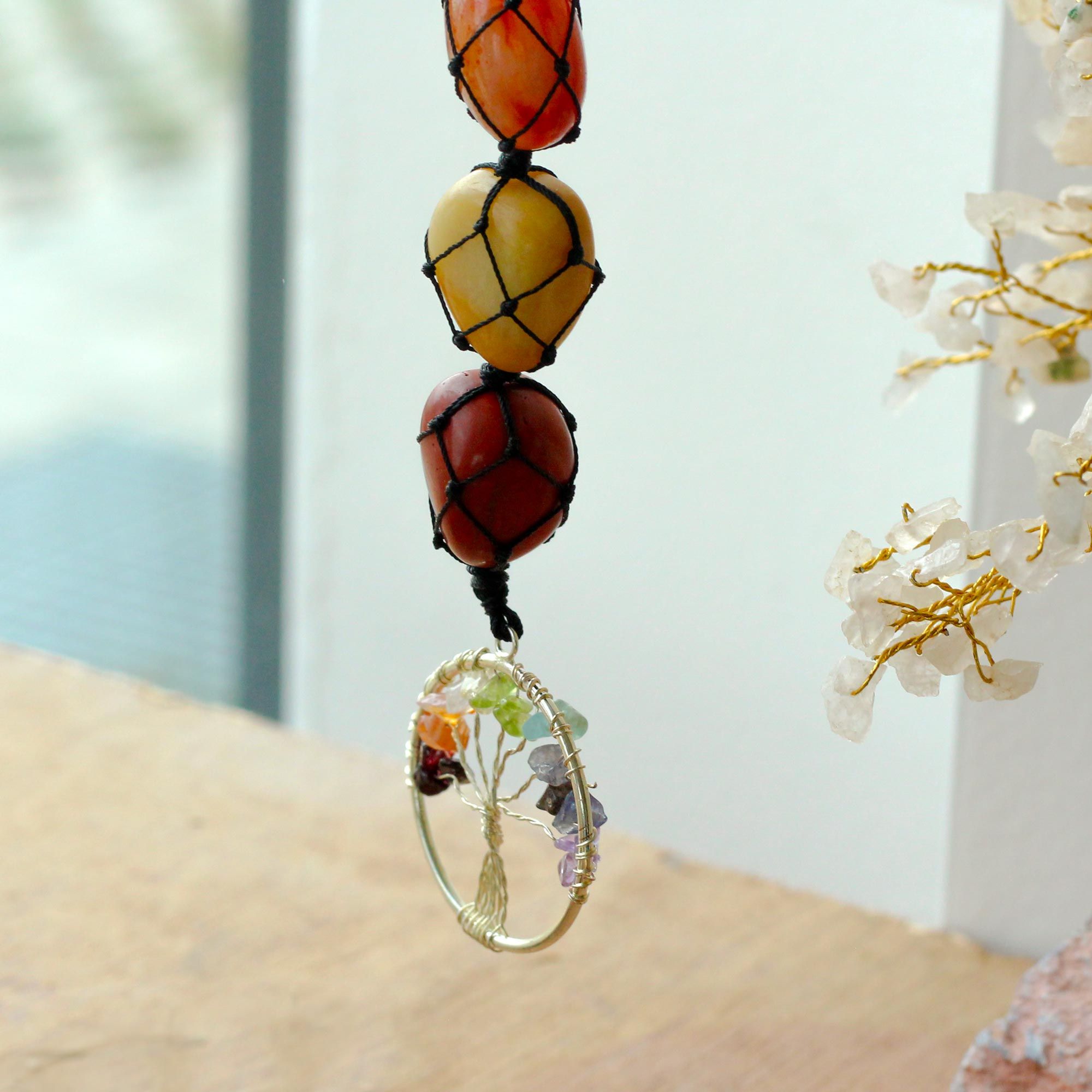 Hanging Chakra Stone Pendant - Tree of Life - Image 4