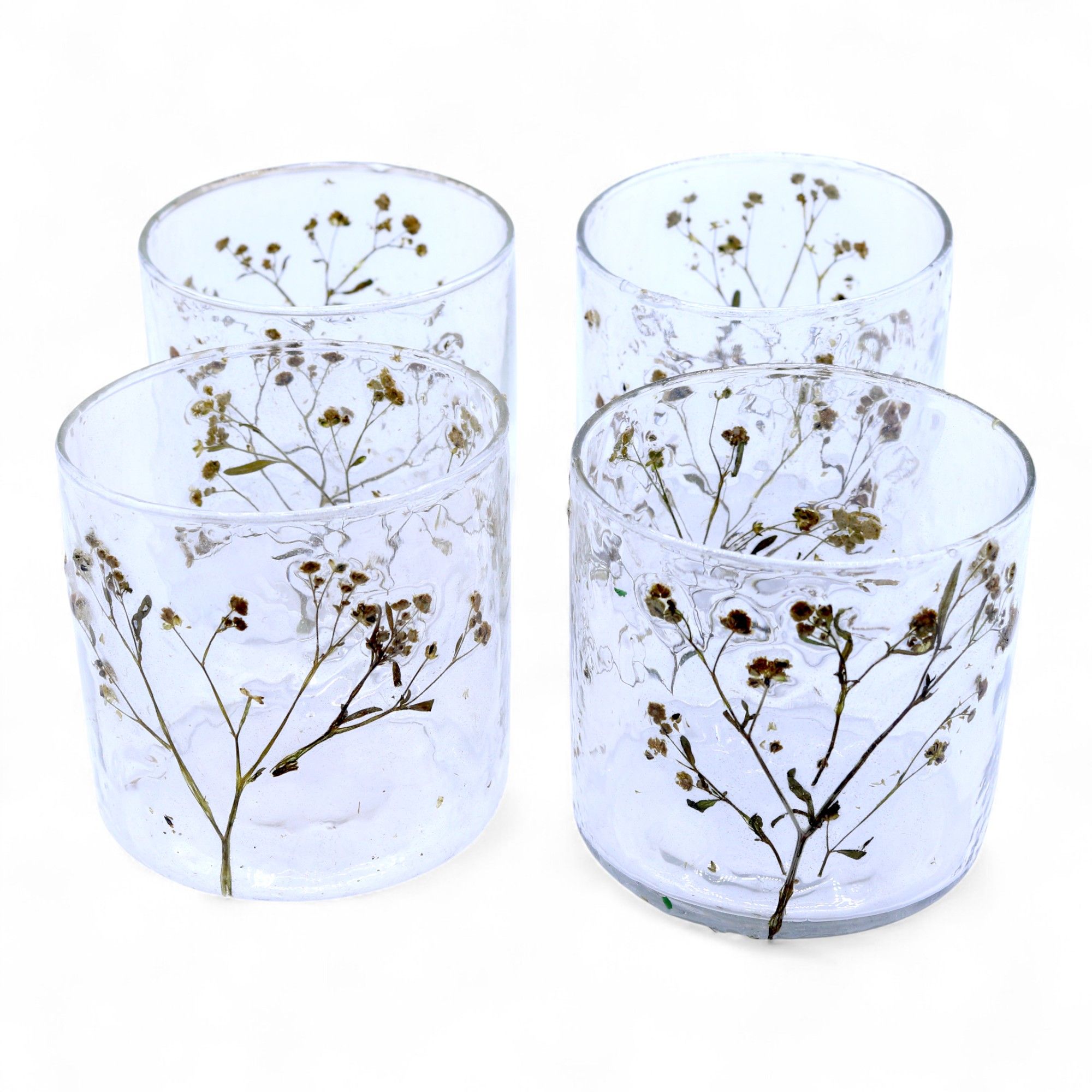Natural Floral Glass - Straight Candle Holder - Margarita - (8x8cm) - Image 4