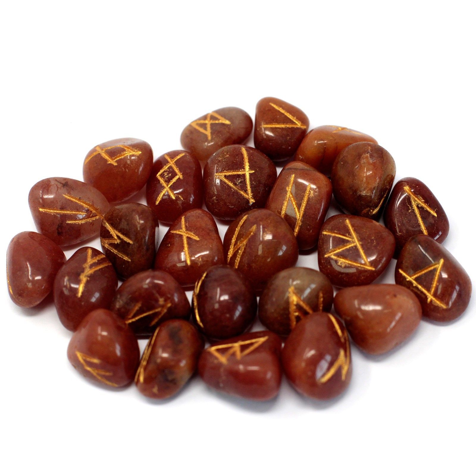 Runes Stone Set in Pouch- Red Aventurine - Image 2