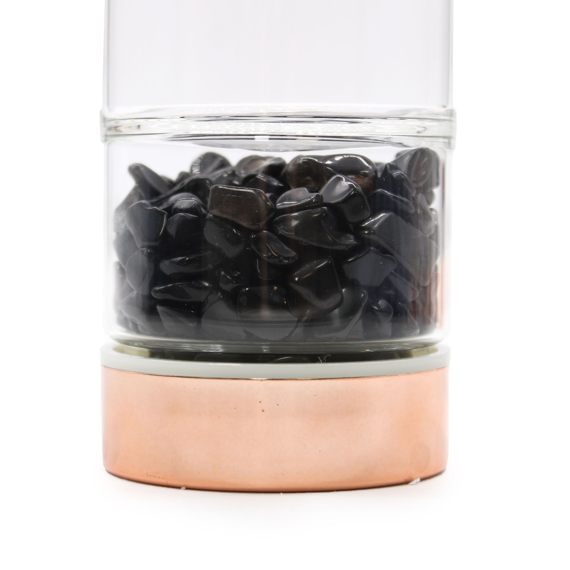 Crystal Glass Tea Infuser Bottle - Rose Gold - Onyx - Image 2