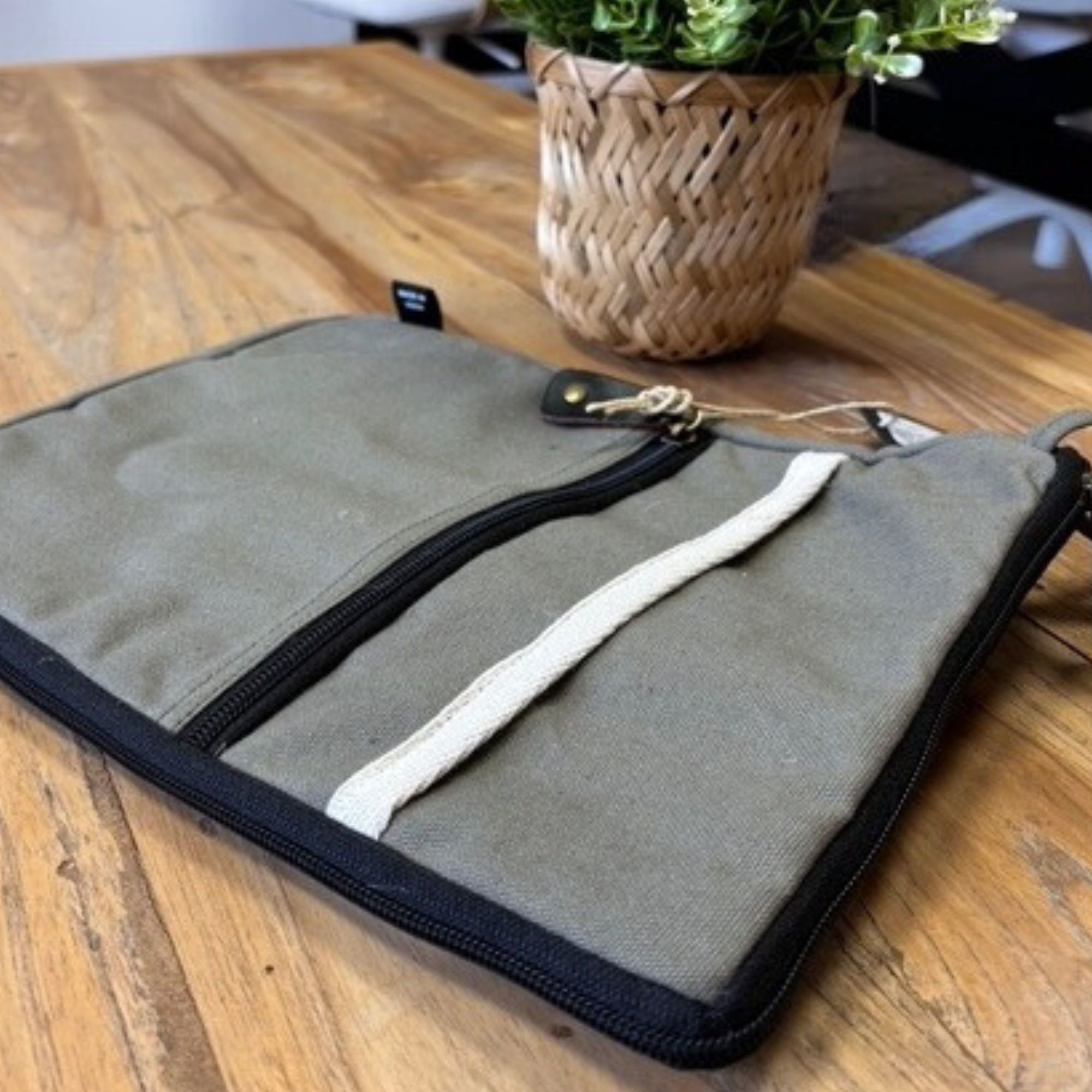 Canvas Tablet Pouch - Olive - Image 5