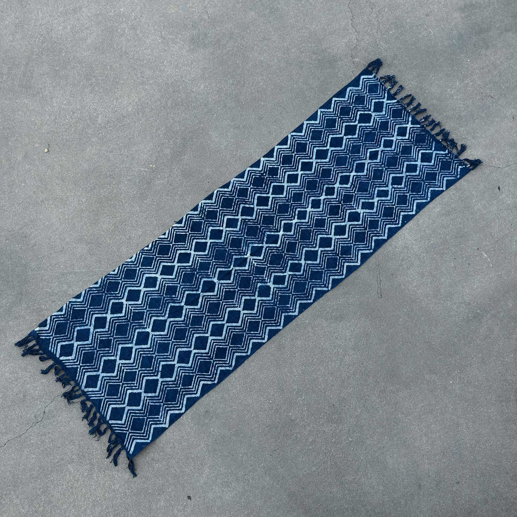 Handmade Indigo Runner - 170x60cm - Heerak Patern - Image 2