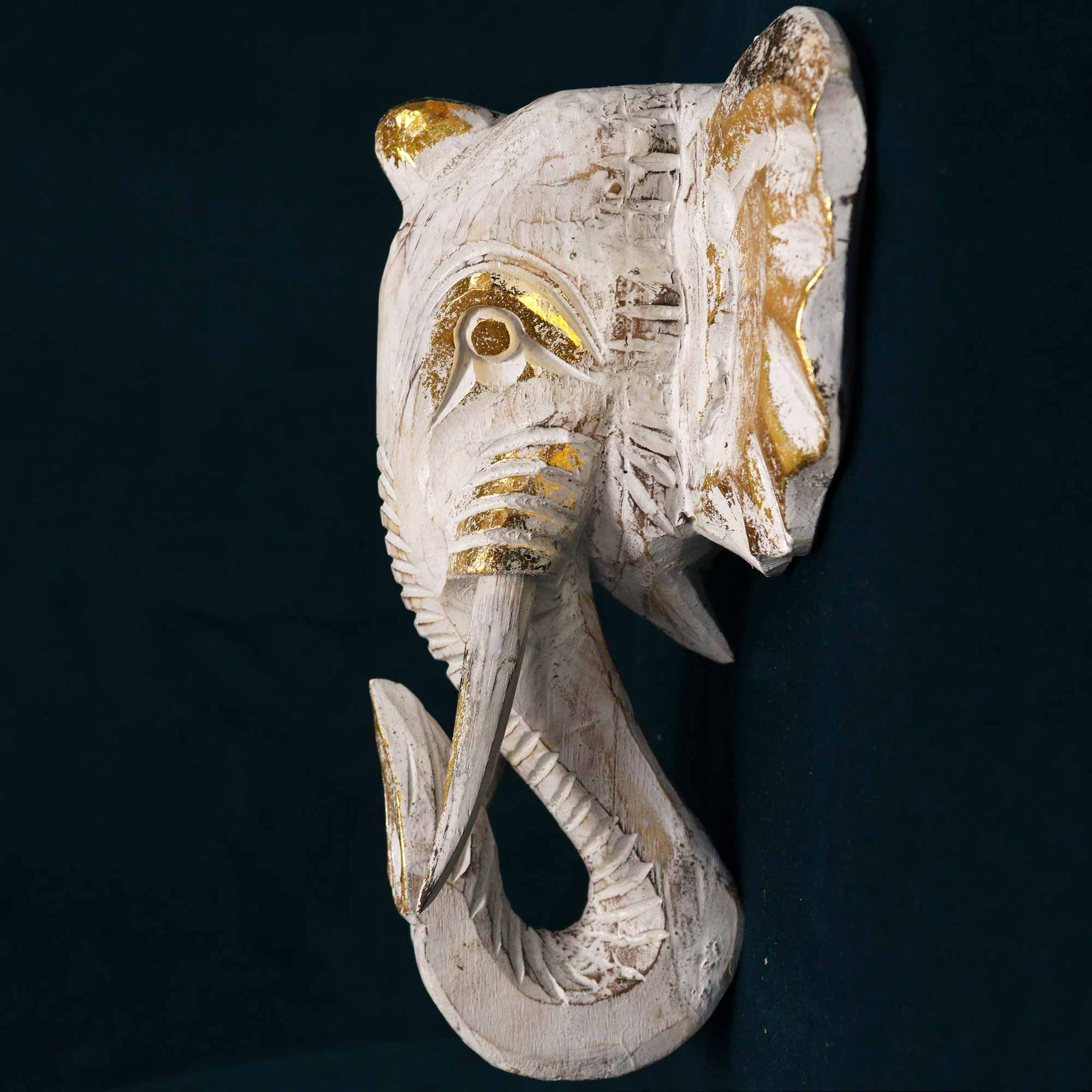 Large Elephant Head - Gold & Whitewash - Image 3