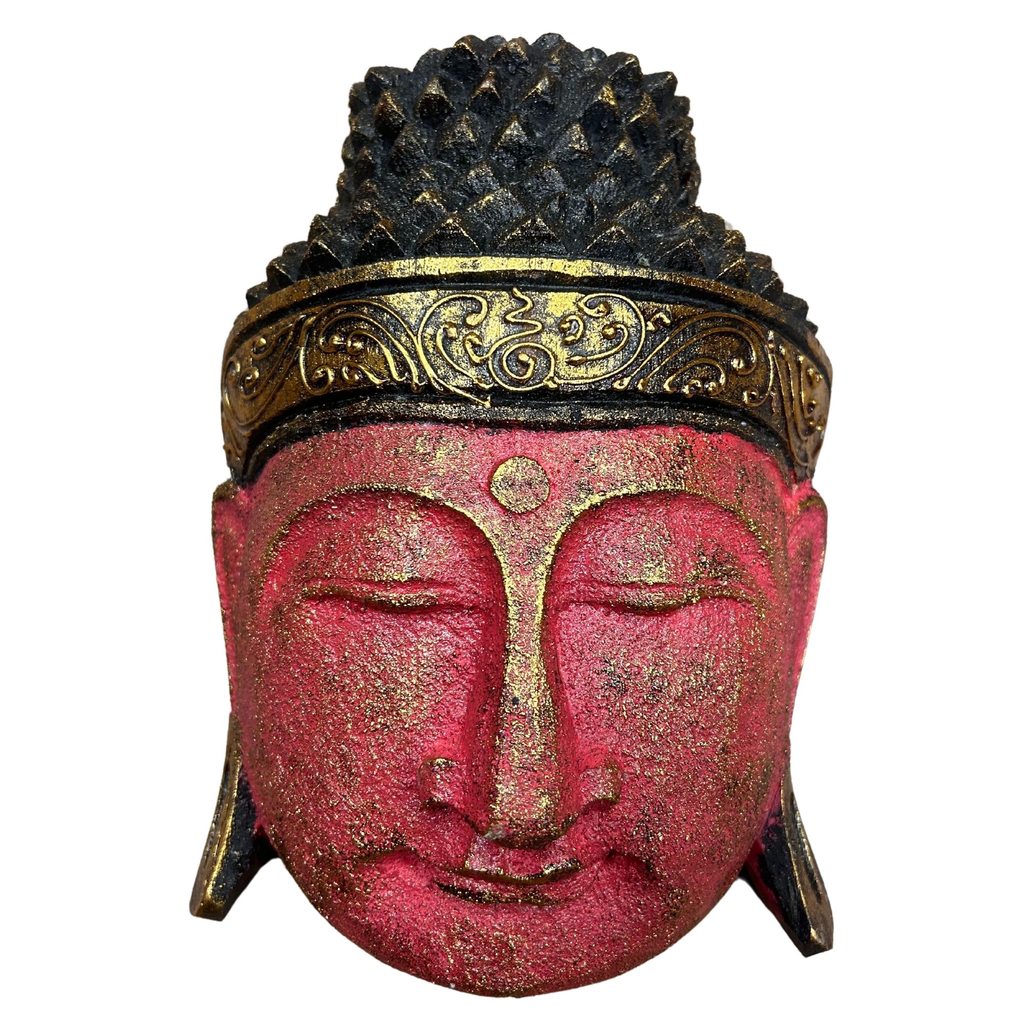 Home Decoration Buddha Head - 25cm - Red Shine Finish - Image 2