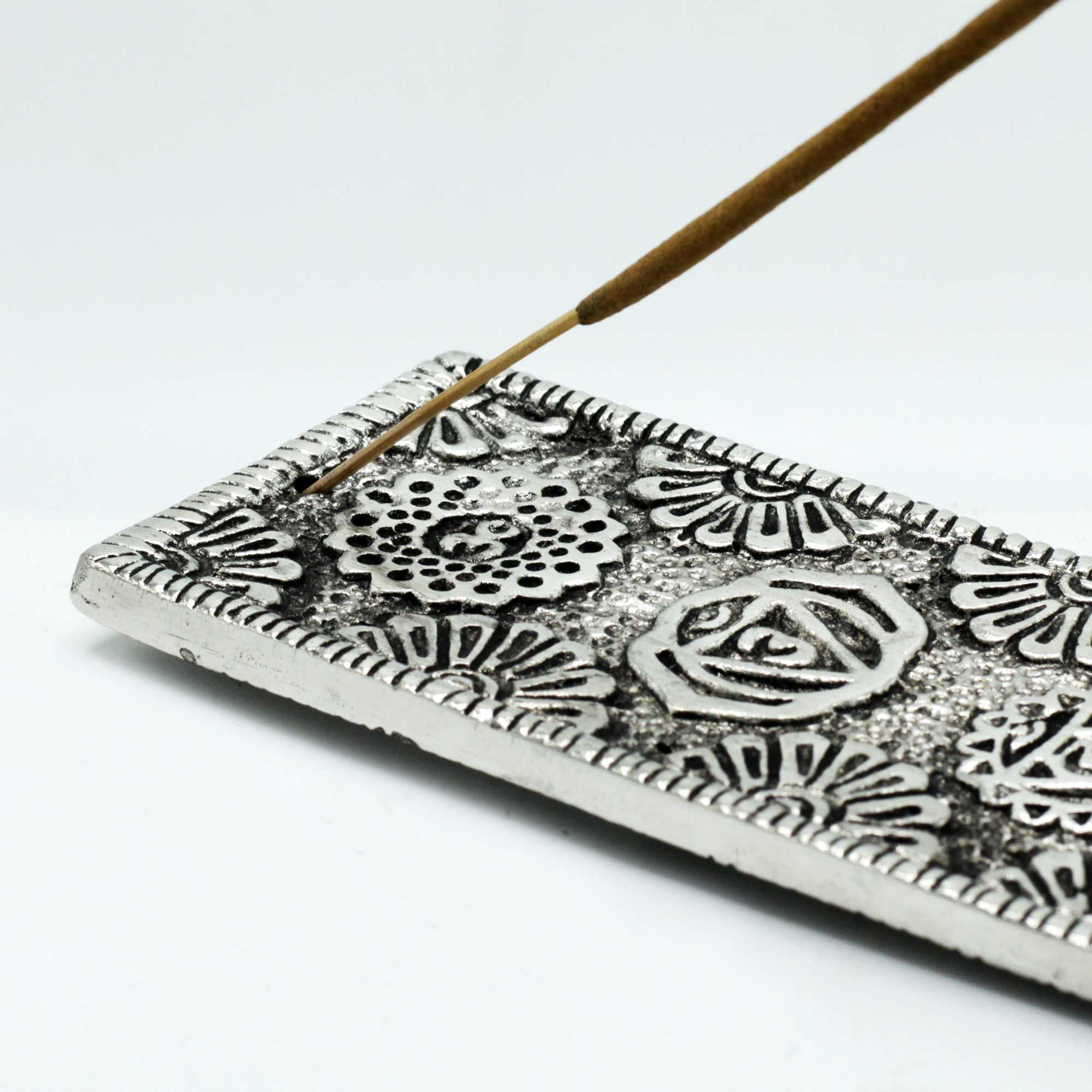 Polished Aluminium Chakra Long Incense Holder 23cm - Image 3