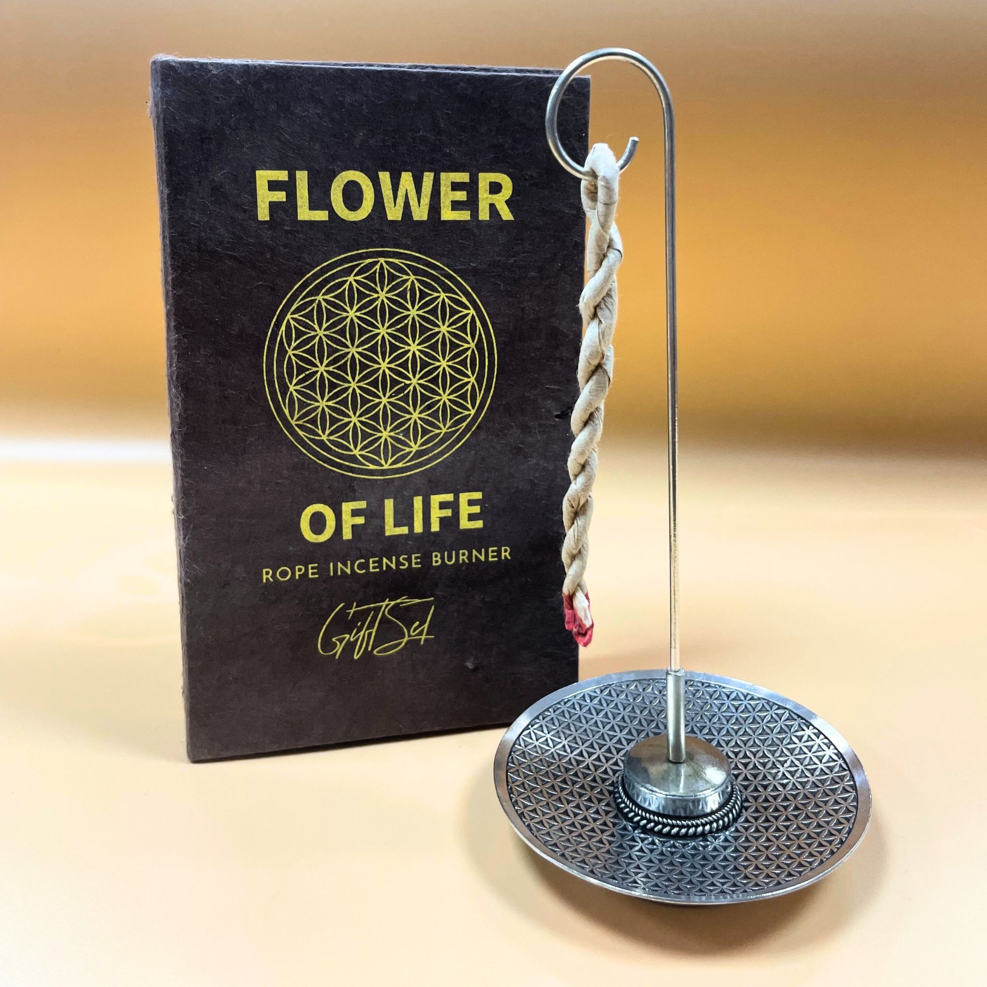 Rope Incense and Silver Plated Holder Set - Flower of Life - Image 2