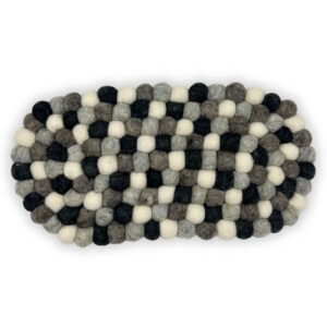 Felt Ball Oval Centre Mat - Multi Grey Colour