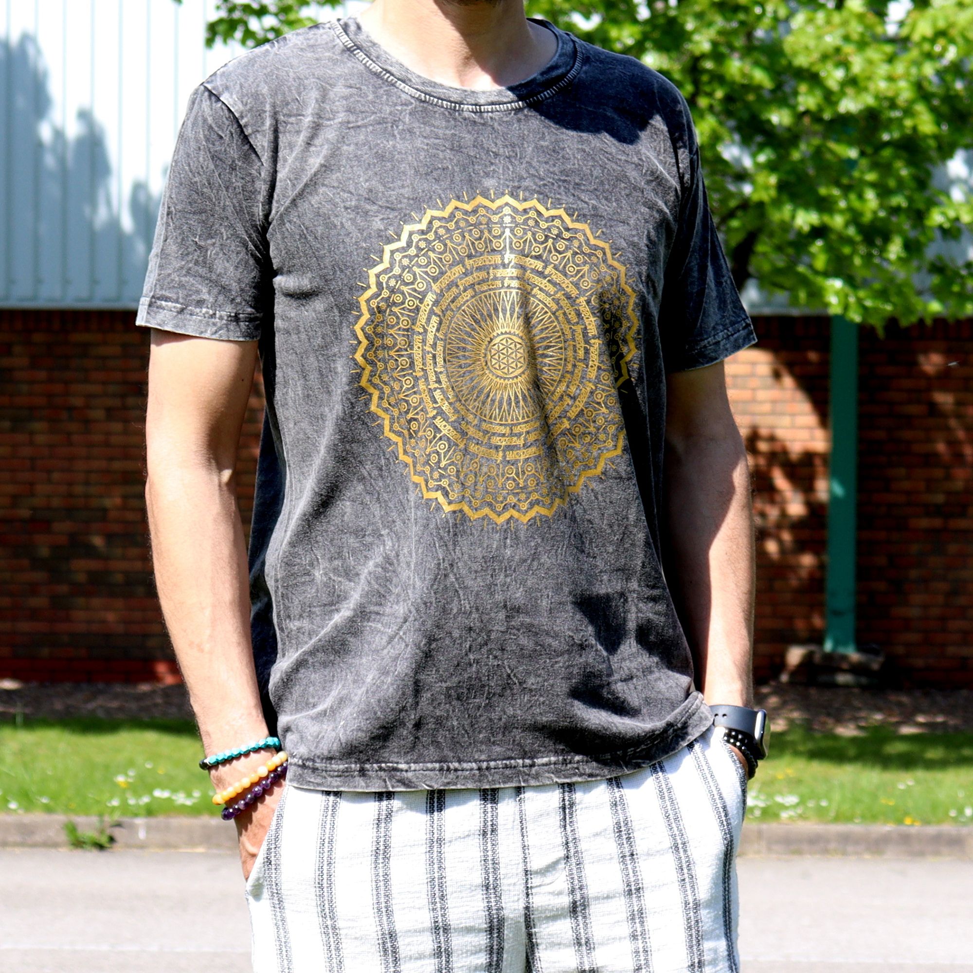 Medium Stone Washed T-Shirt - Mandala - Dark Grey - Image 2