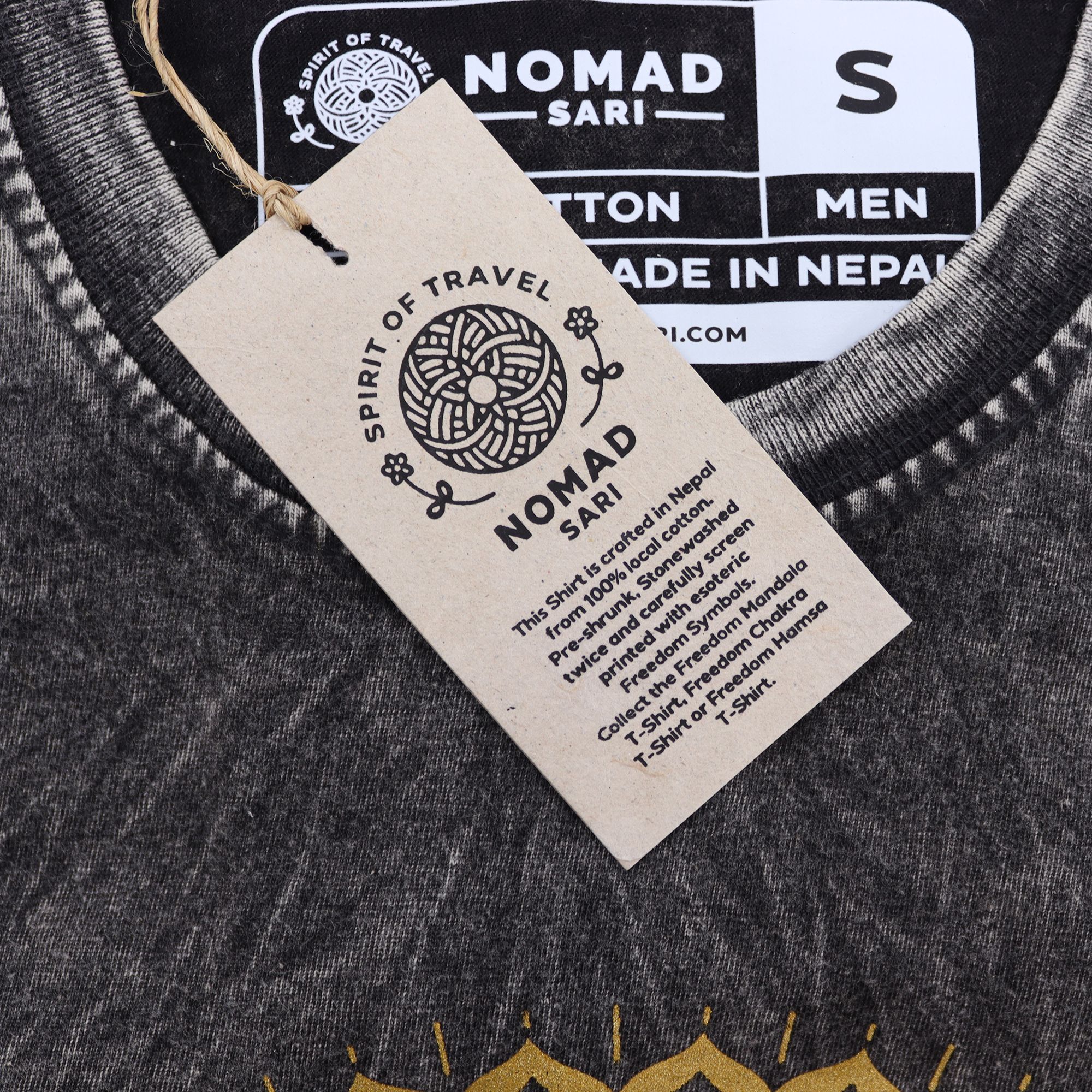 Small Stone Washed T-Shirt - Mandala - Dark Grey - Image 3
