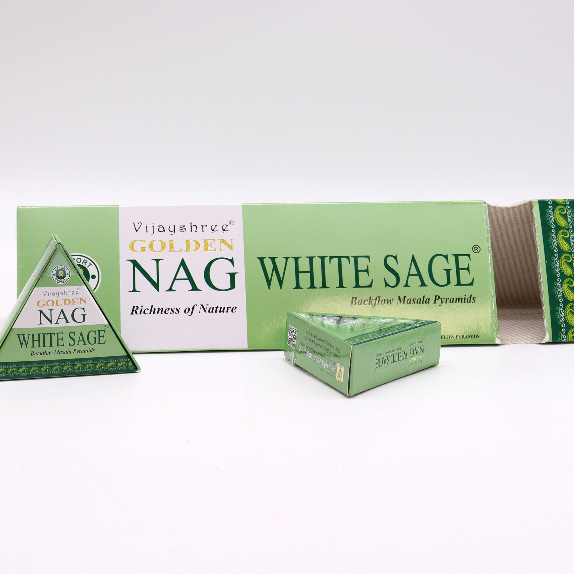 42g Jumbo Golden Nag - White Sage Backflow Incense Cones - Image 3