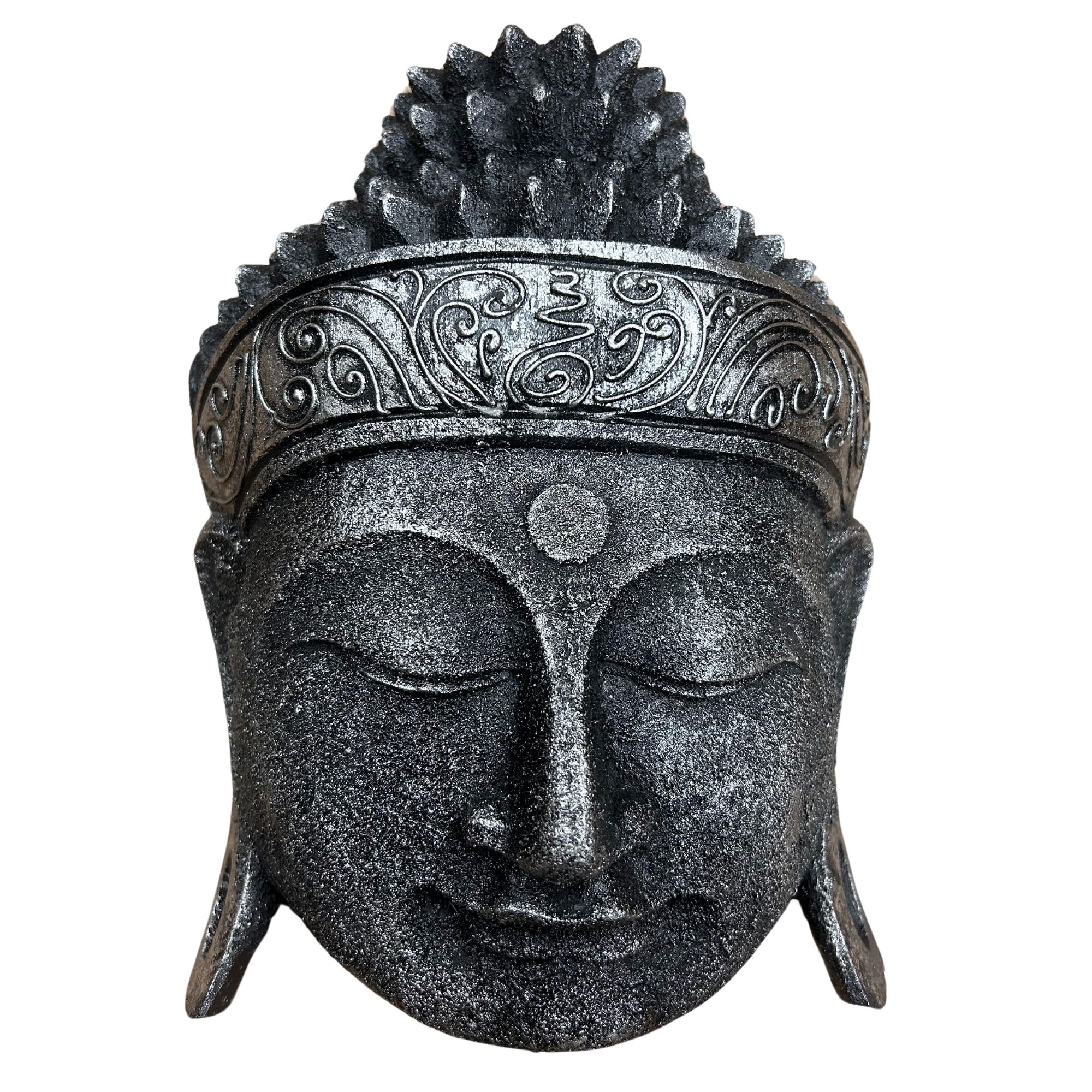 Home Decoration Buddha Head - 25cm - Silver Shine Finish - Image 2