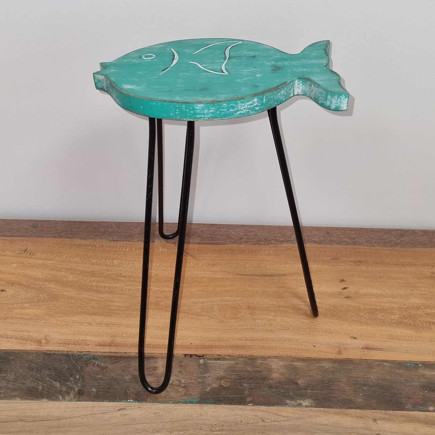 Albasia Wood Fish Stand - Turquoise - Image 3