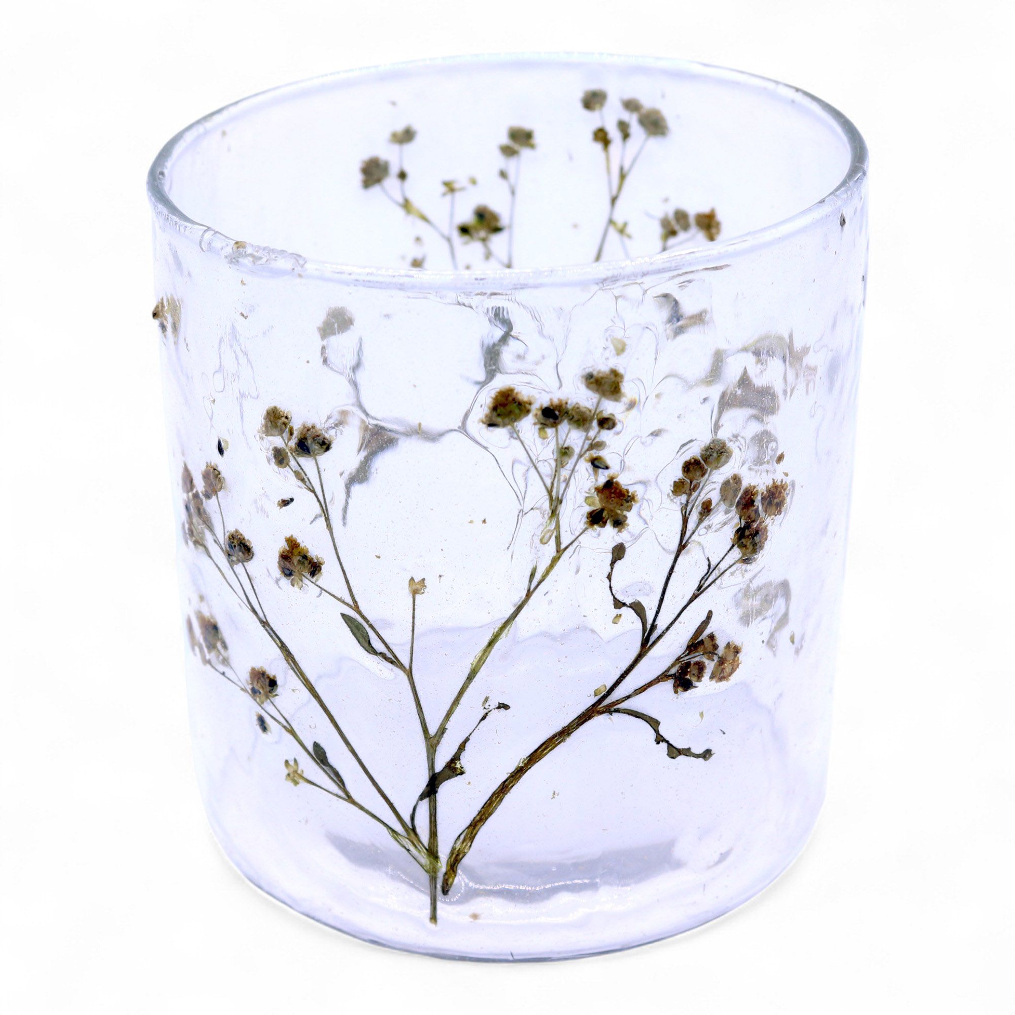 Natural Floral Glass - Straight Candle Holder - Margarita - (8x8cm) - Image 5